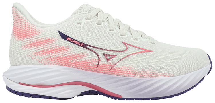 Mizuno Wmns Wave Rider 28 Super Wide Snow White Camellia Rose