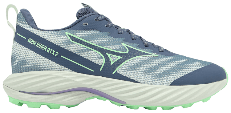 Mizuno Wmns Wave Rider GORE TEX 2 Super Wide Vintage Indigo Neo Mint
