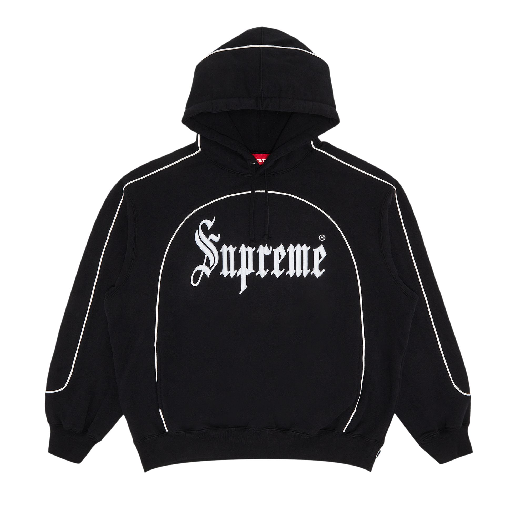 Pre-owned Supreme Curve Piping Hooded Sweatshirt 'black' | Men's Size L
