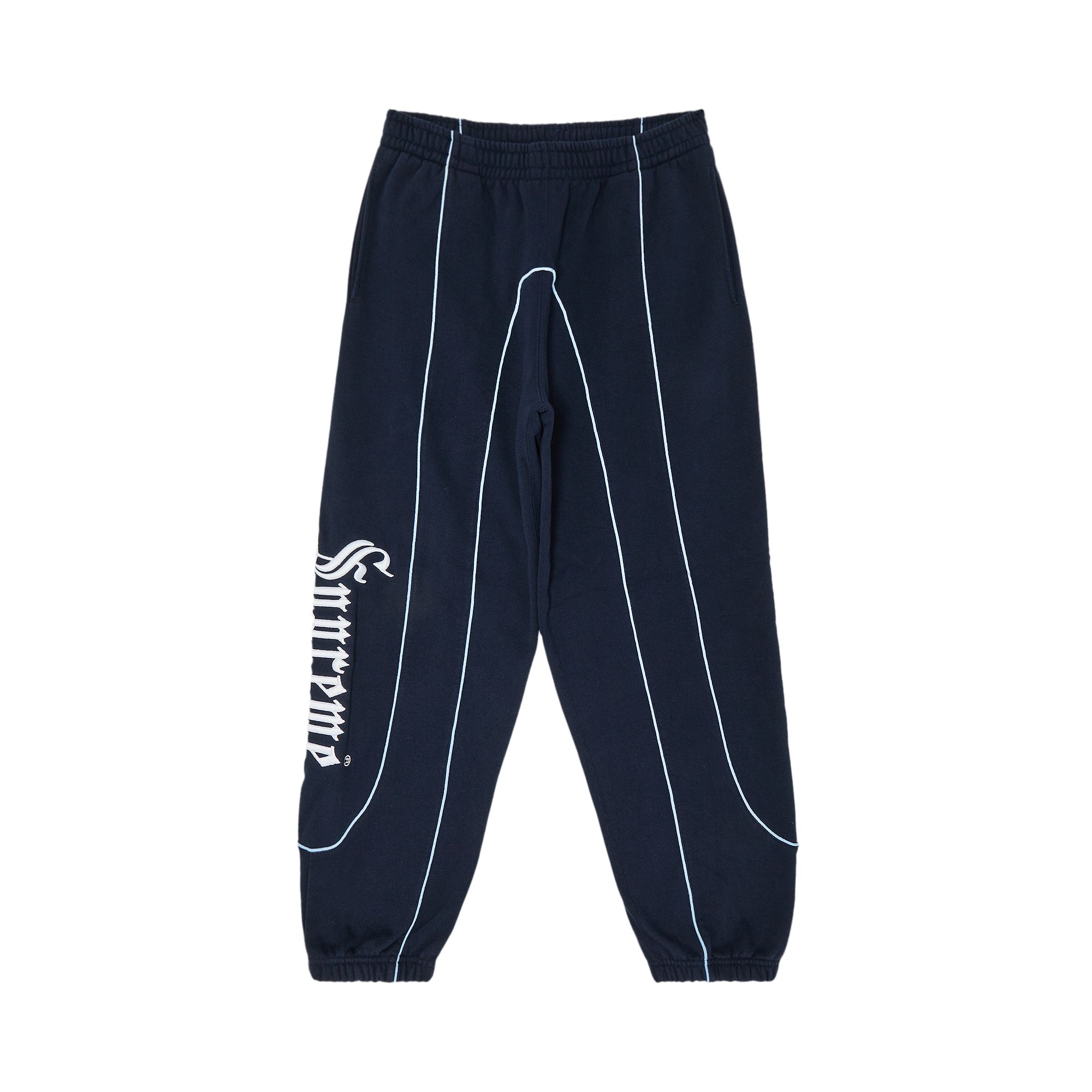 Pre-owned Supreme Curve Piping Sweatpant 'navy' | Blue | Men's Size Xxl