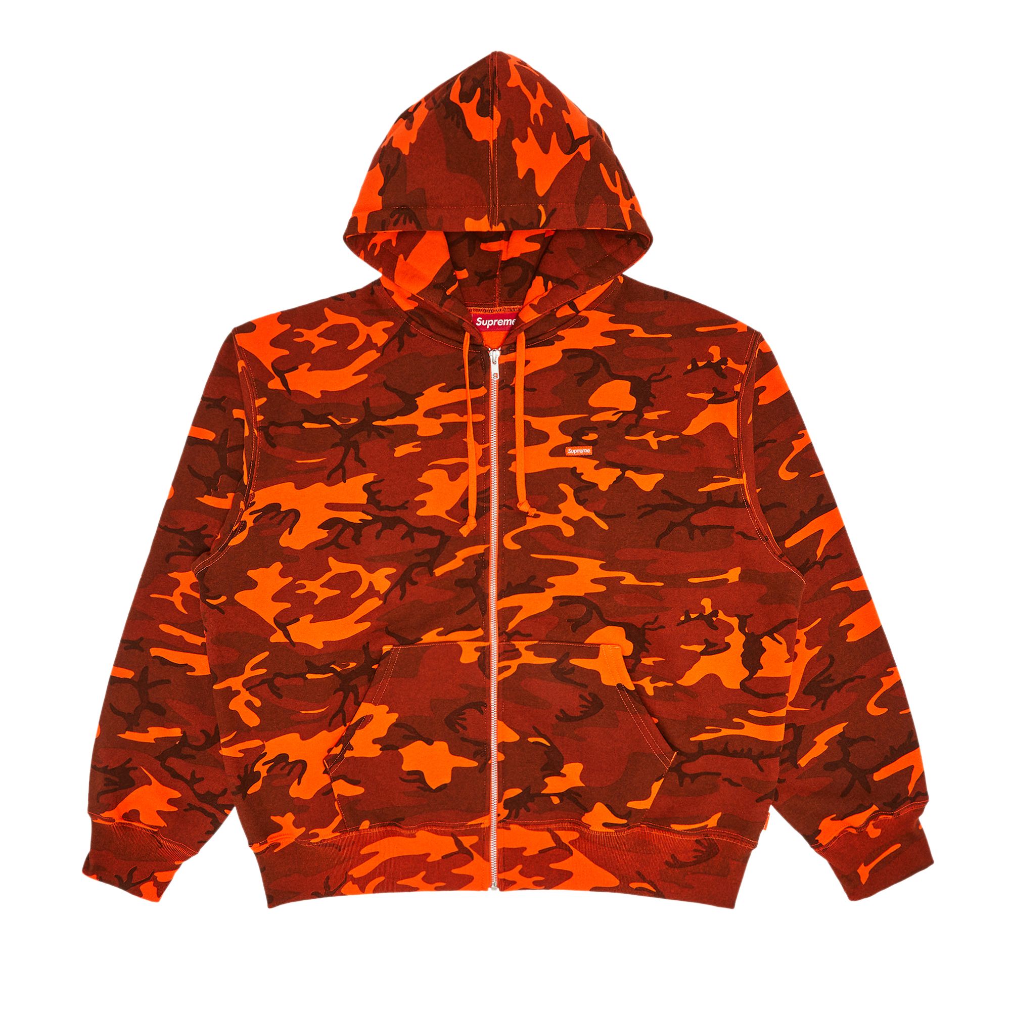 Pre-owned Supreme Small Box Zip Up Hooded Sweatshirt 'bright Orange Camo' | Men's Size Xl