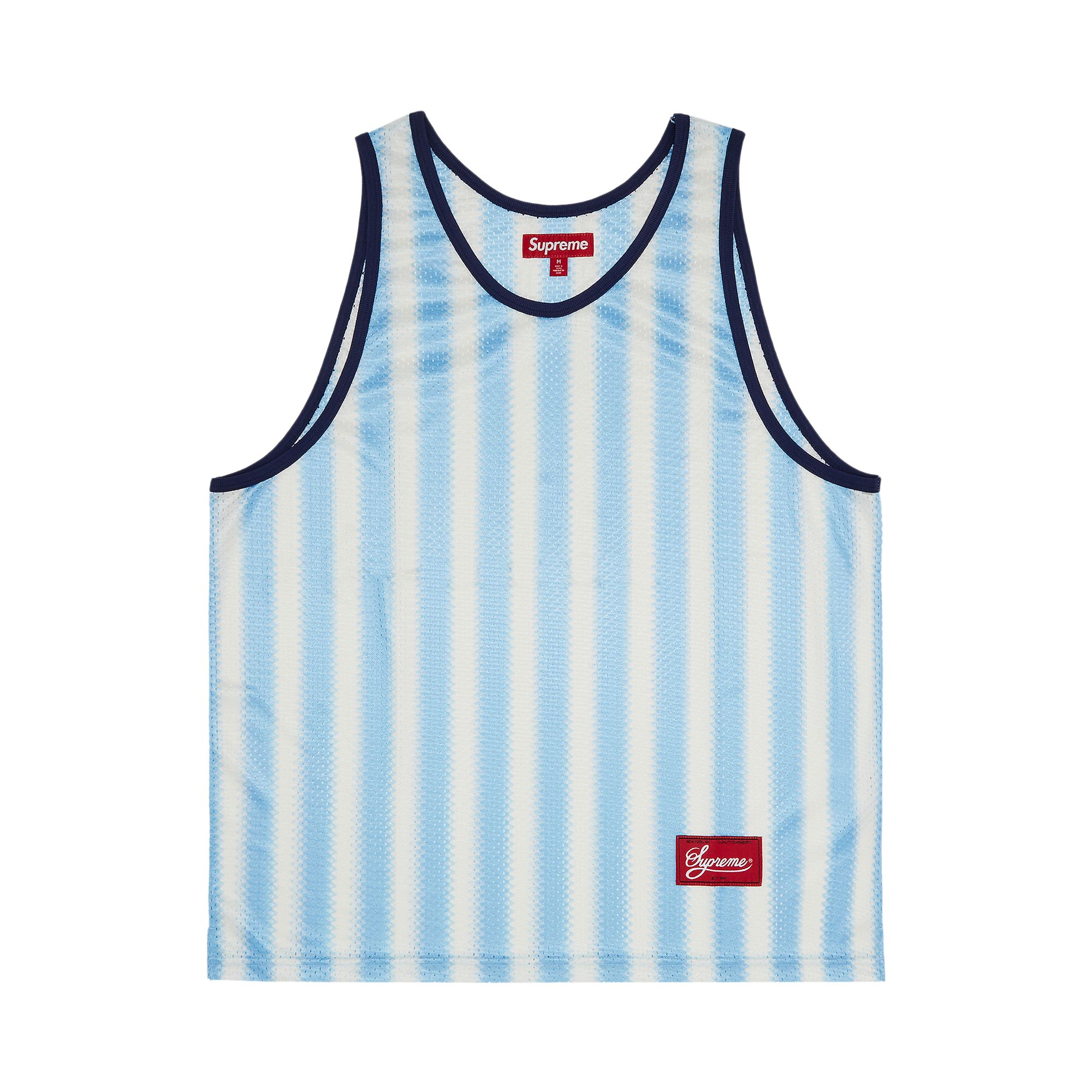 Pre-owned Supreme Stripe Mesh Tank Top 'blue' | Men's Size M