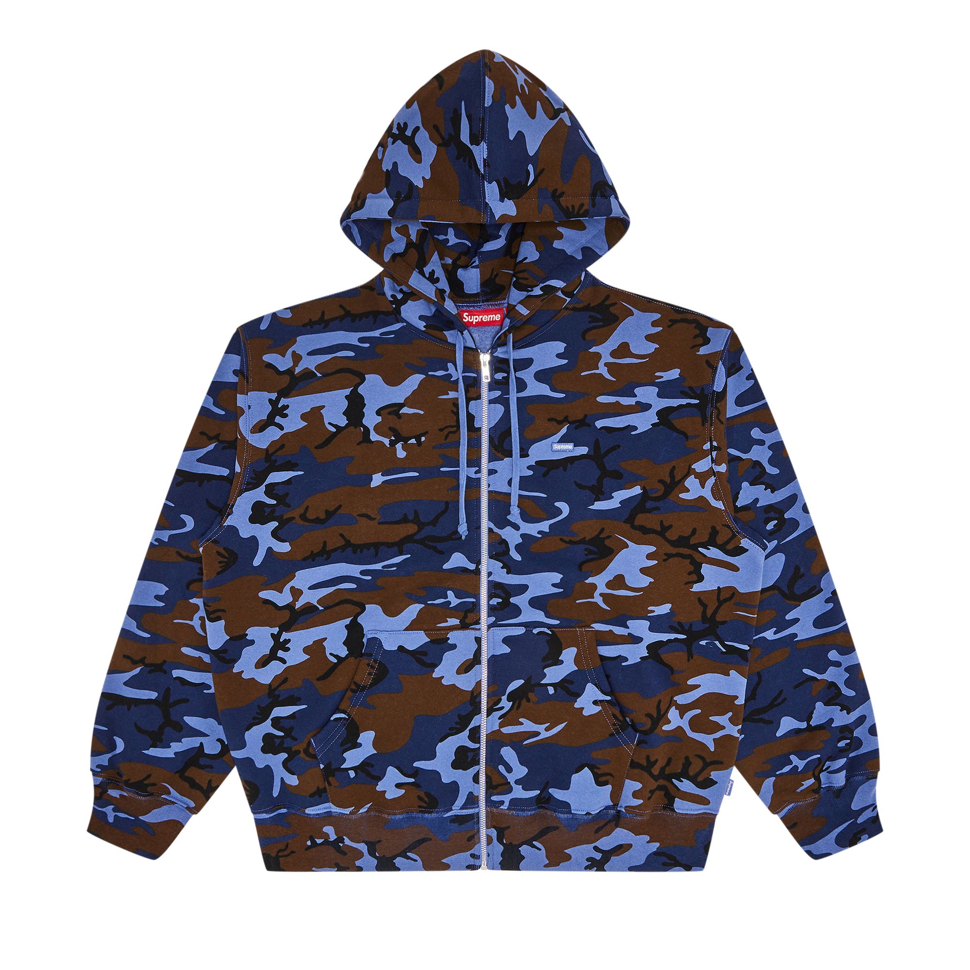 Pre-owned Supreme Small Box Zip Up Hooded Sweatshirt 'blue Camo' | Men's Size L