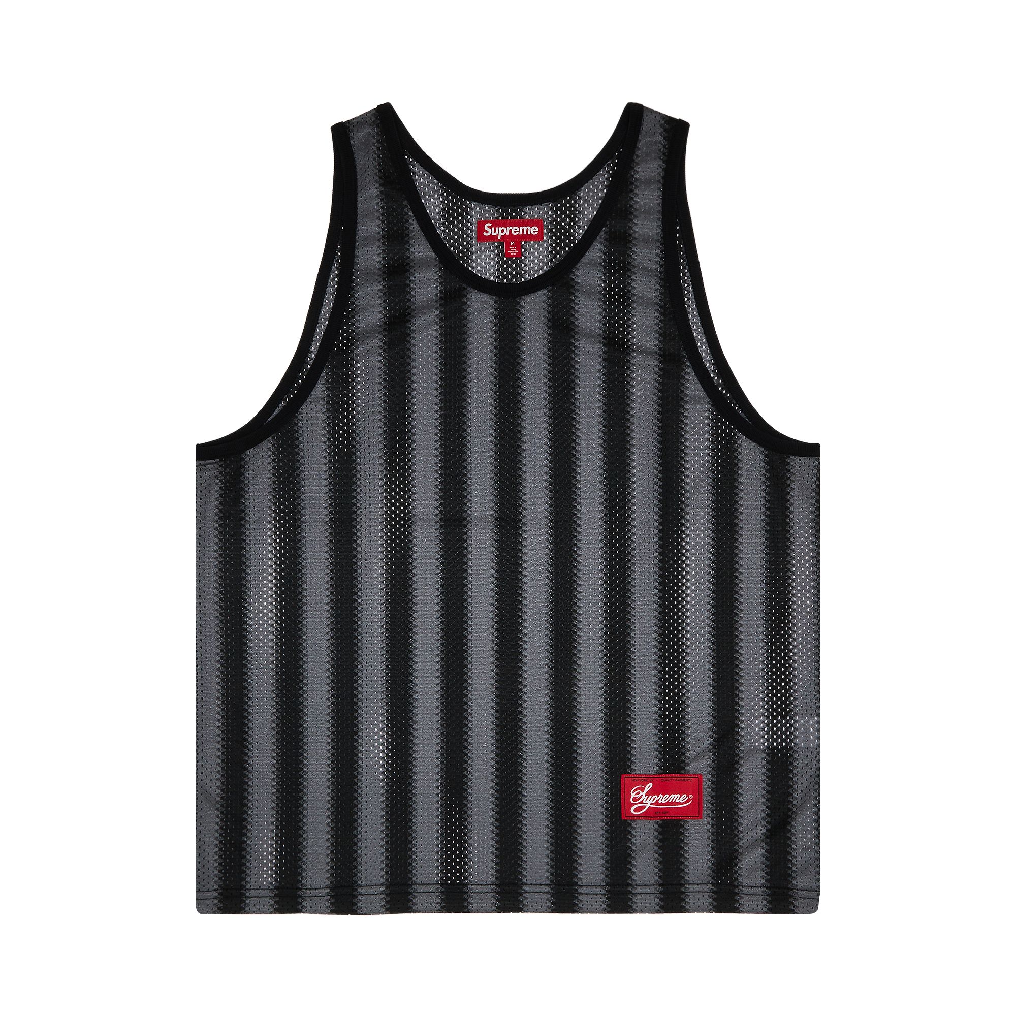 Pre-owned Supreme Stripe Mesh Tank Top 'black' | Men's Size L