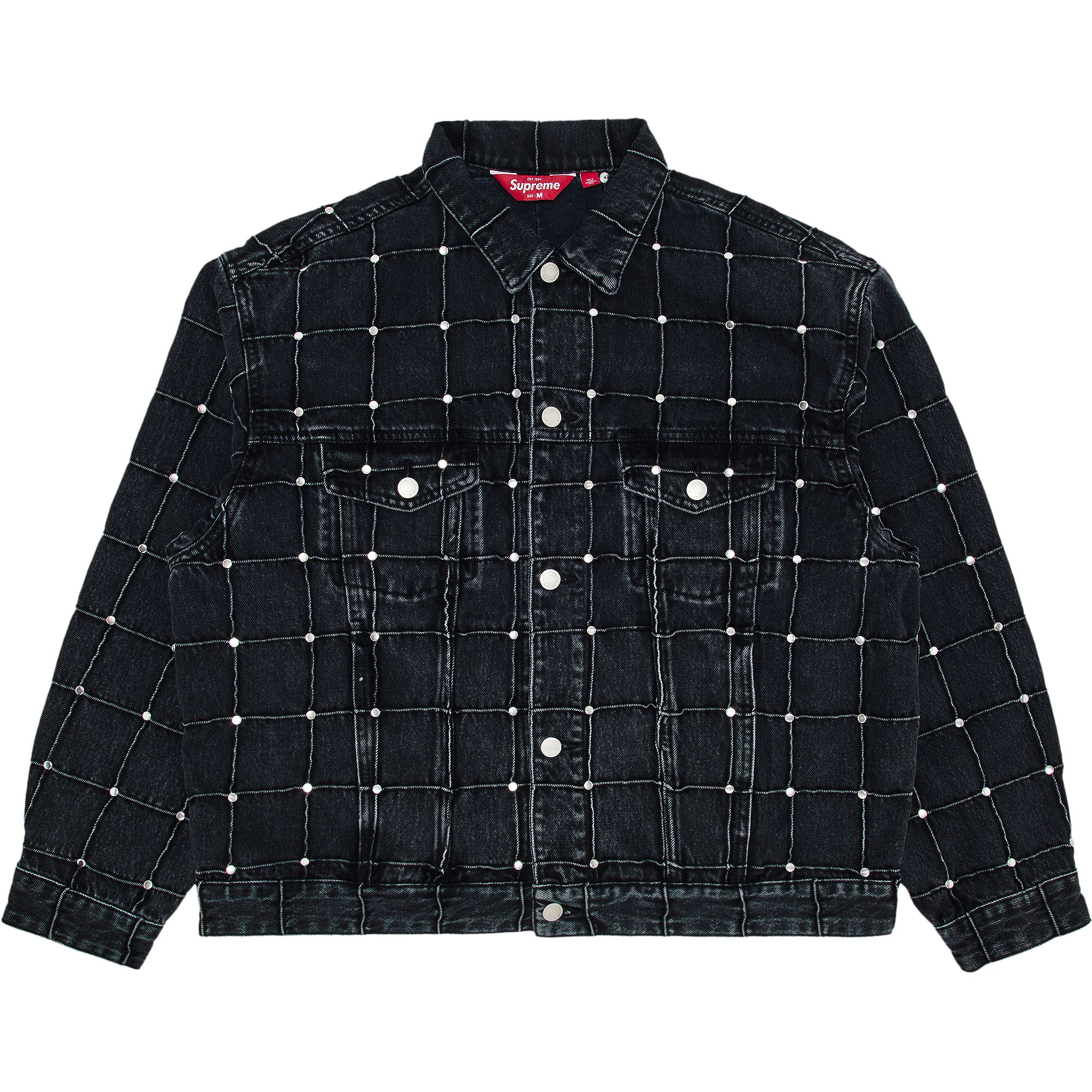 Pre-owned Supreme Studded Seam Denim Trucker Jacket 'black' | Men's Size L