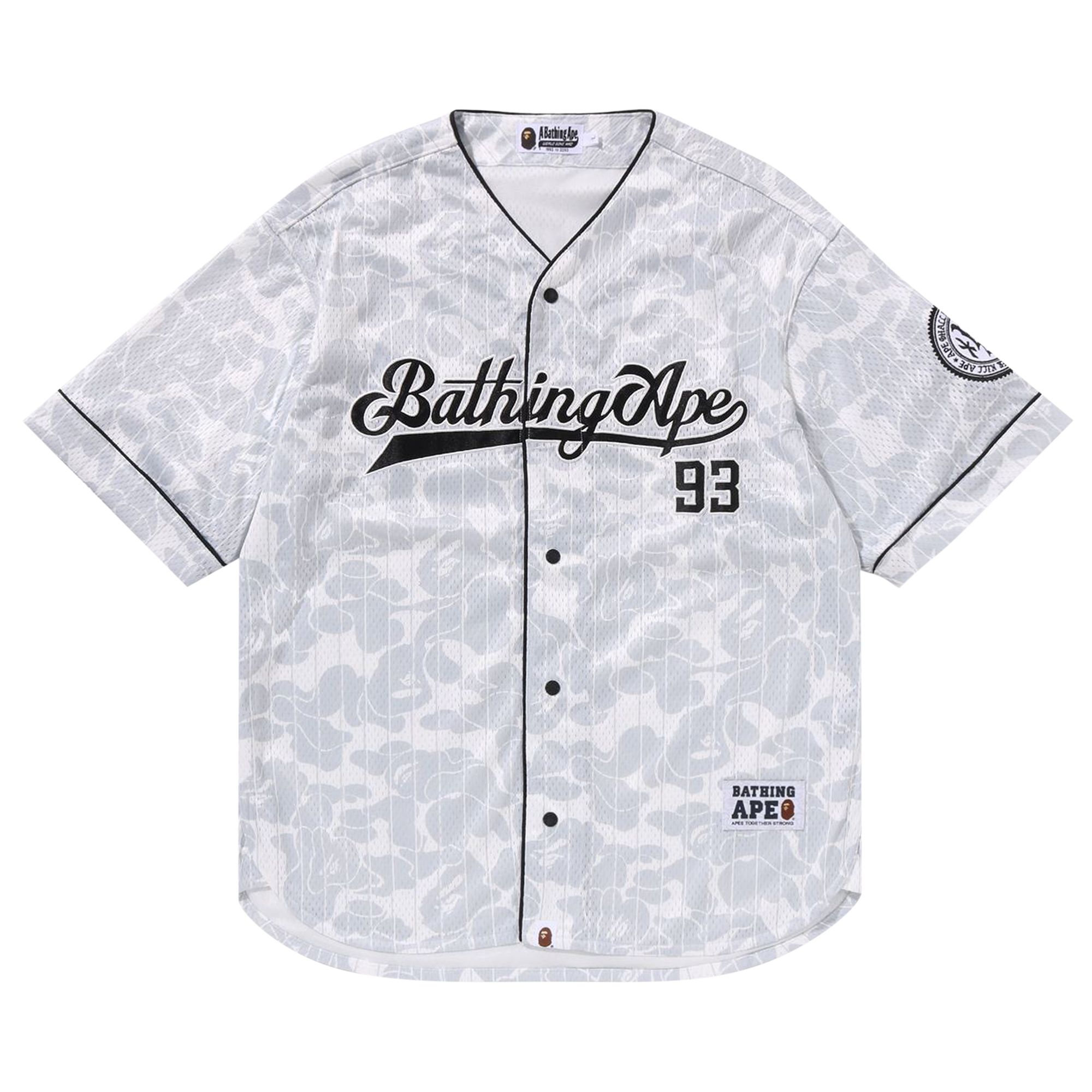 Pre-owned Bape Camo Stripe Baseball Shirt 'grey' | Men's Size M In Gray