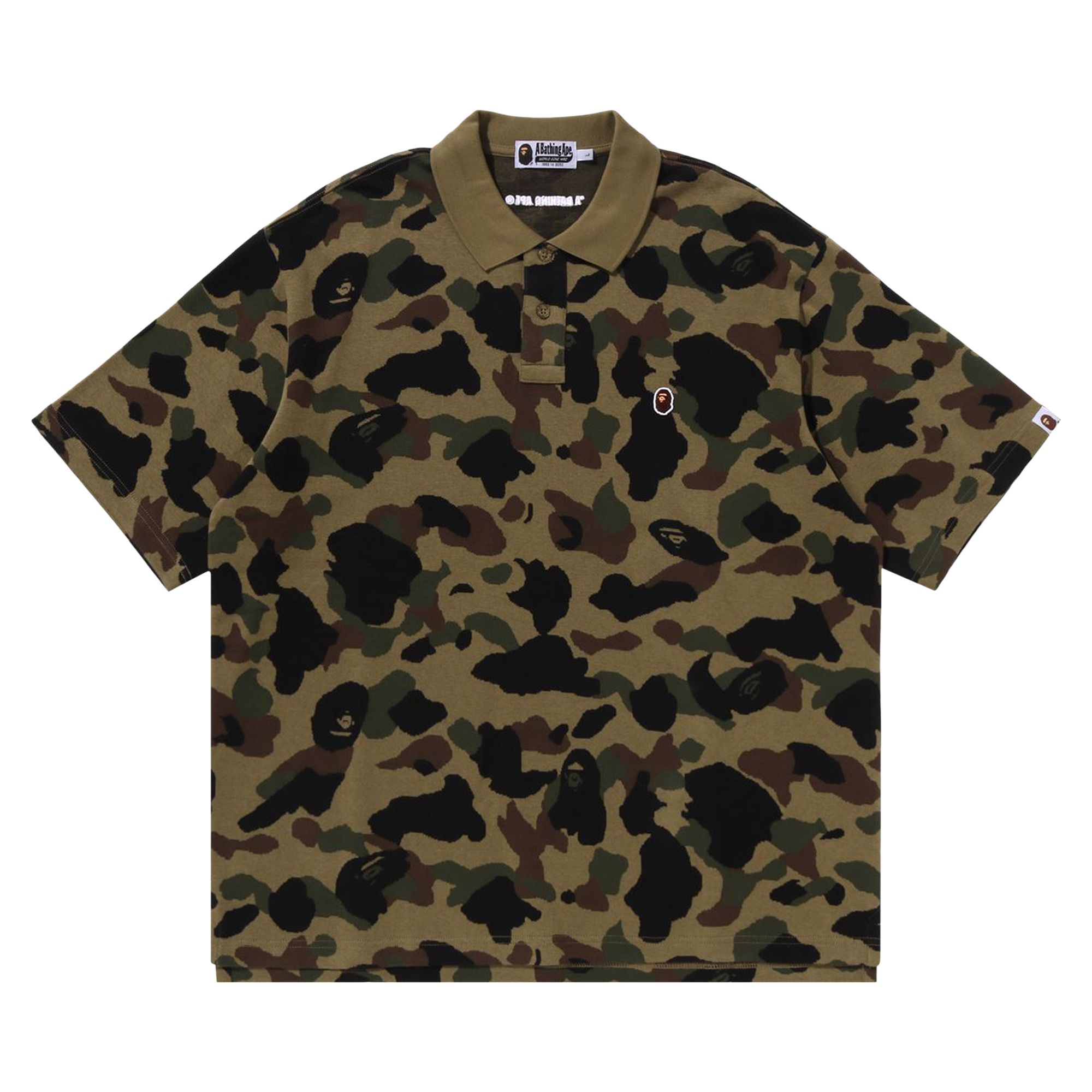 Pre-owned Bape 1st Camo Jacquard Relax Fit Polo Shirt 'green' | Men's Size M