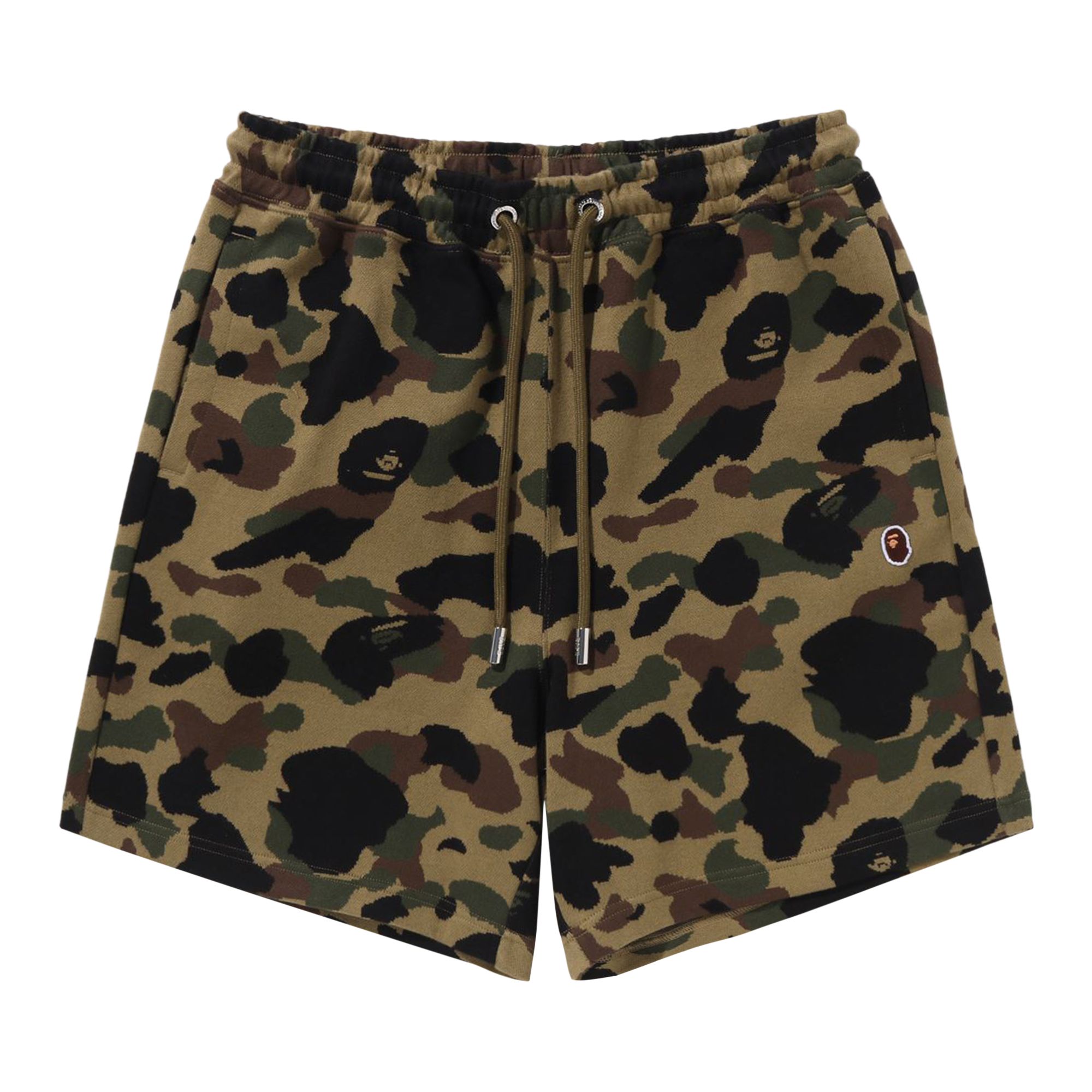 Pre-owned Bape 1st Camo Jacquard One Point Relaxed Fit Sweat Shorts 'green' | Men's Size S