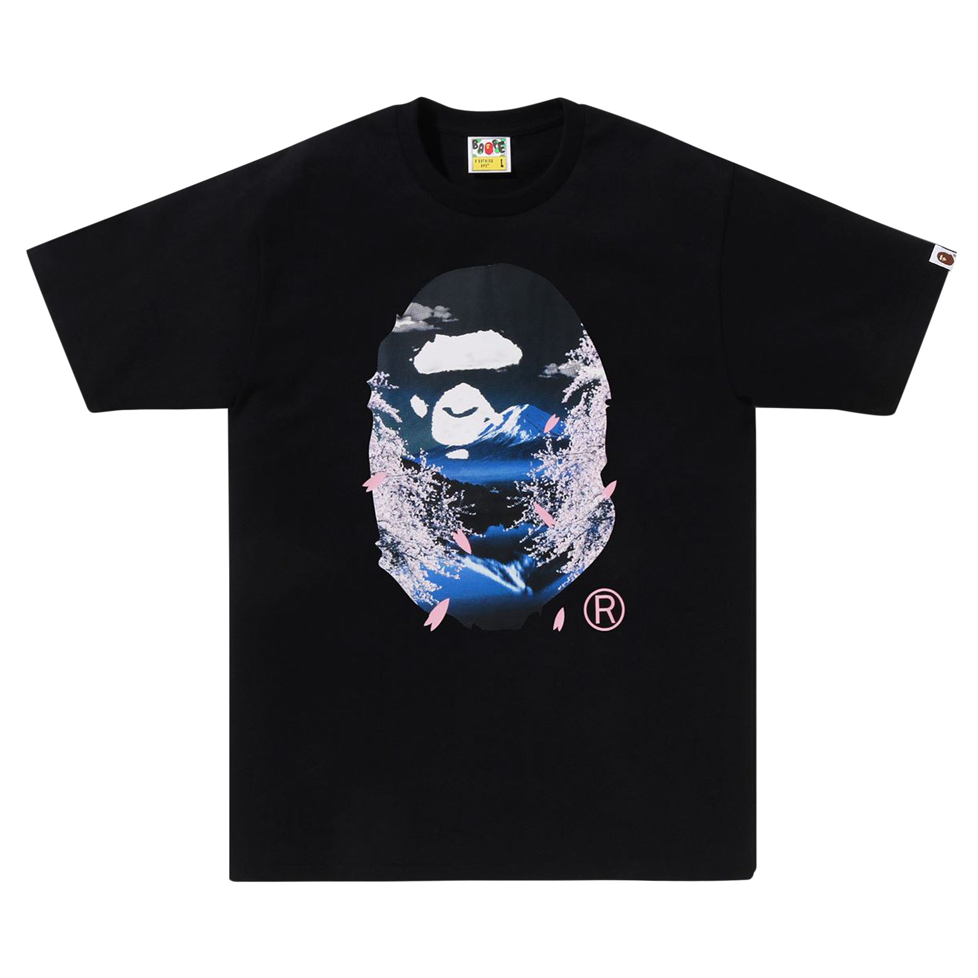 Pre-owned Bape Sakura Photo Ape Head Tee 'black' | Men's Size S