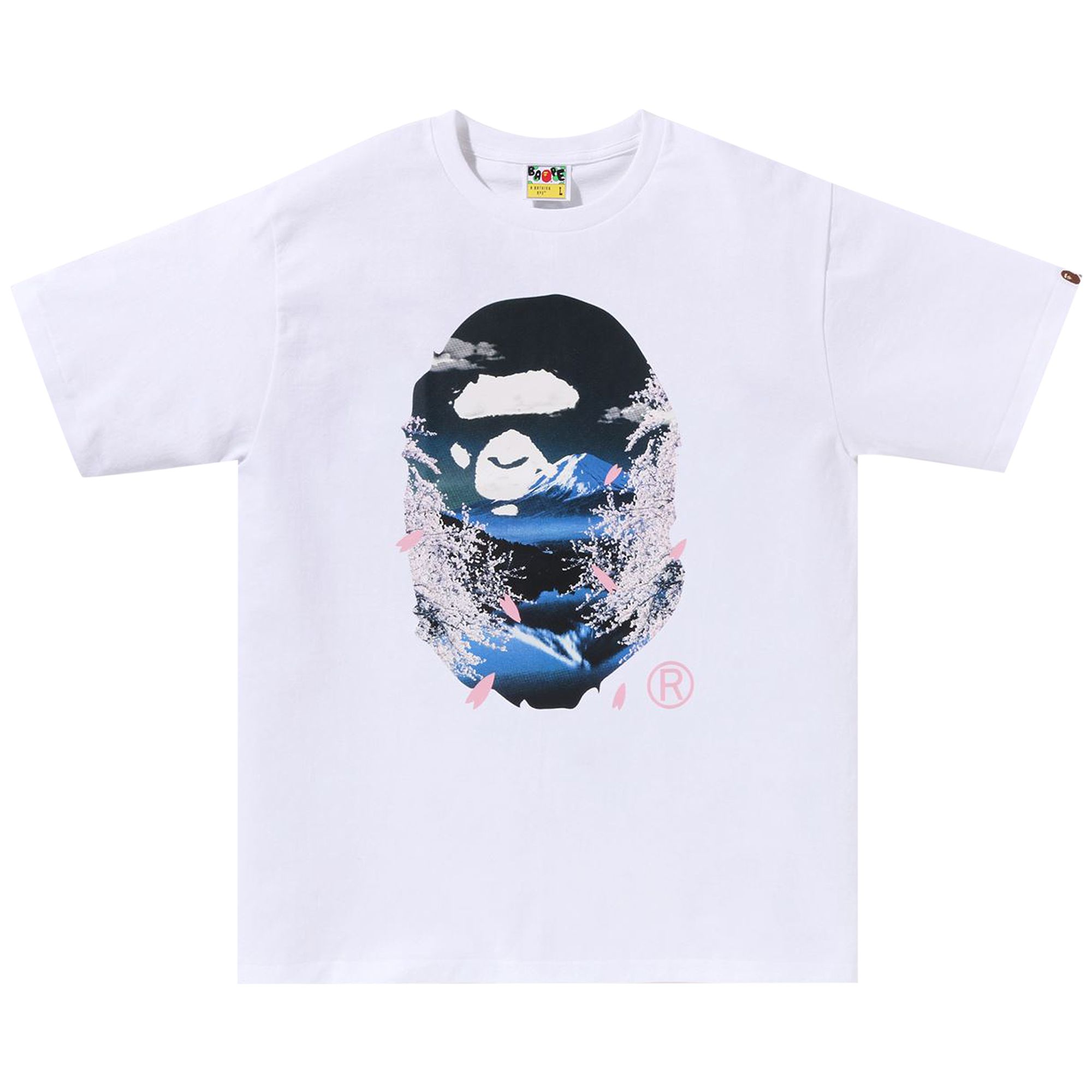 Pre-owned Bape Sakura Photo Ape Head Tee 'white' | Men's Size L