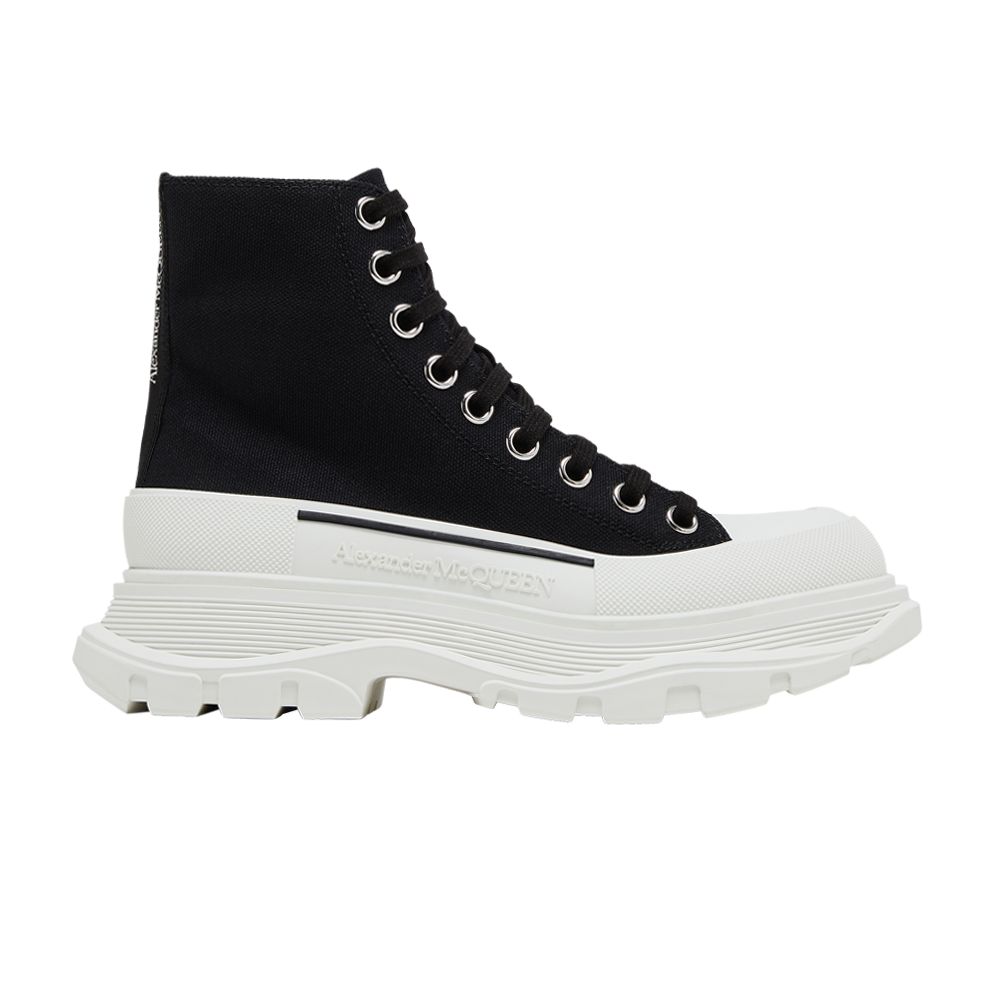 Pre-owned Alexander Mcqueen Wmns Tread Slick Boots 'black White' | Women's Size 34