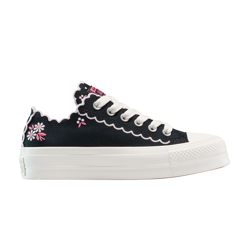 Pre-owned Converse Wmns Chuck Taylor All Star Lift Platform Low 'embroidered Flowers - Black' | Women's Size 9
