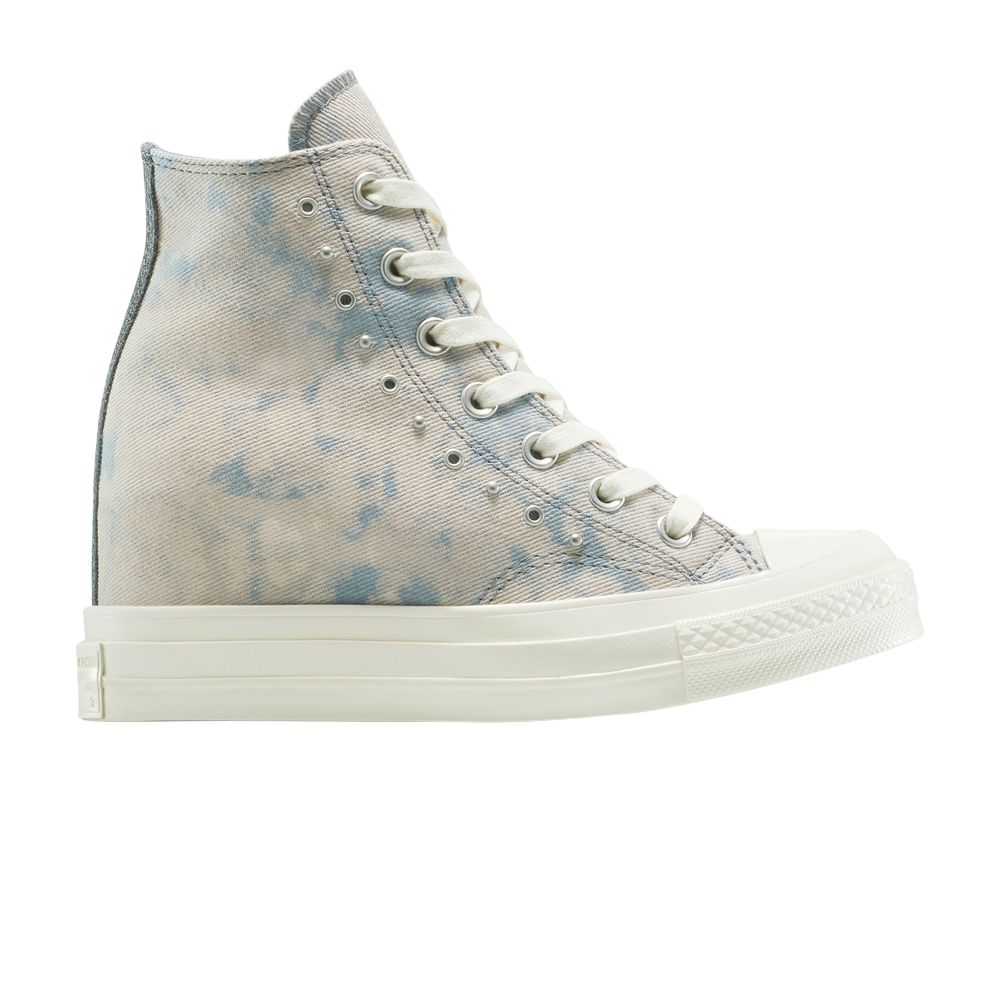 Pre-owned Converse Wmns Chuck 70 Wedge Platform High 'washed Denim' | Cream | Women's Size 6.5 In White