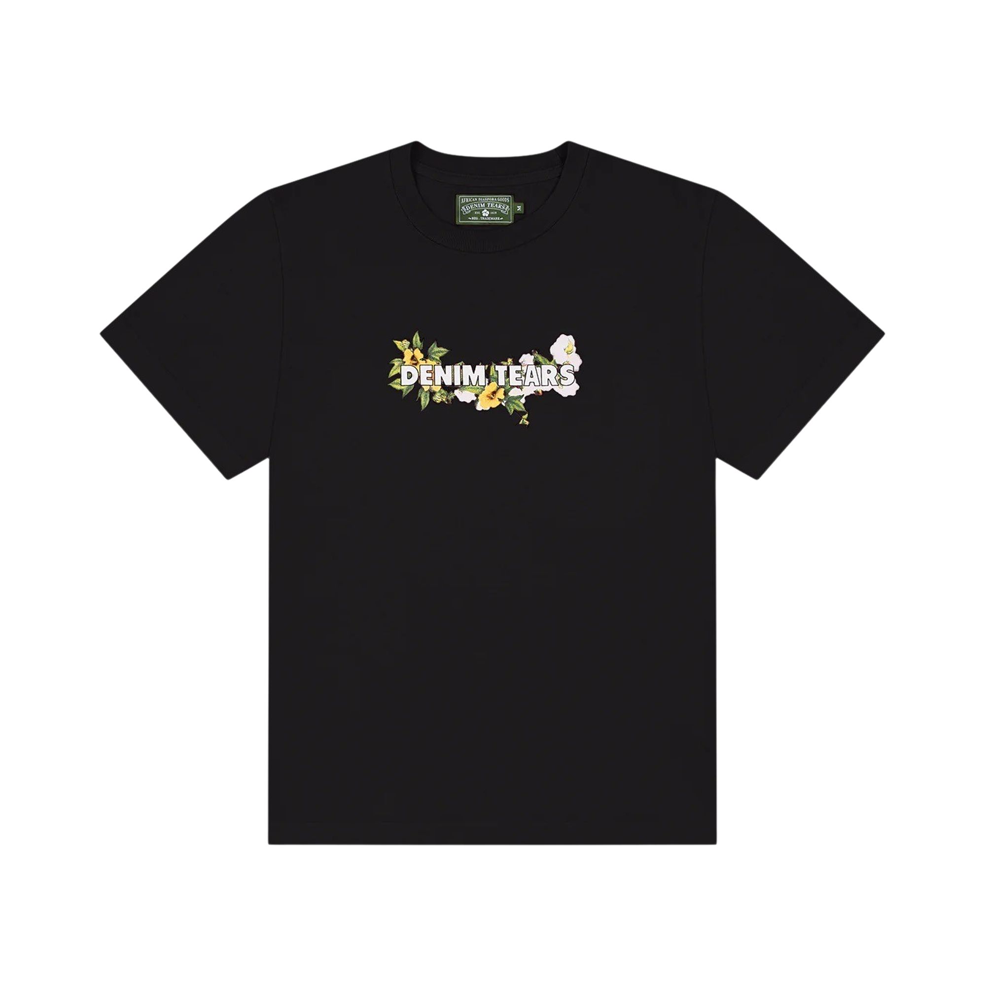 Pre-owned Denim Tears Cotton Floral Logo Tee 'black' | Men's Size Xl