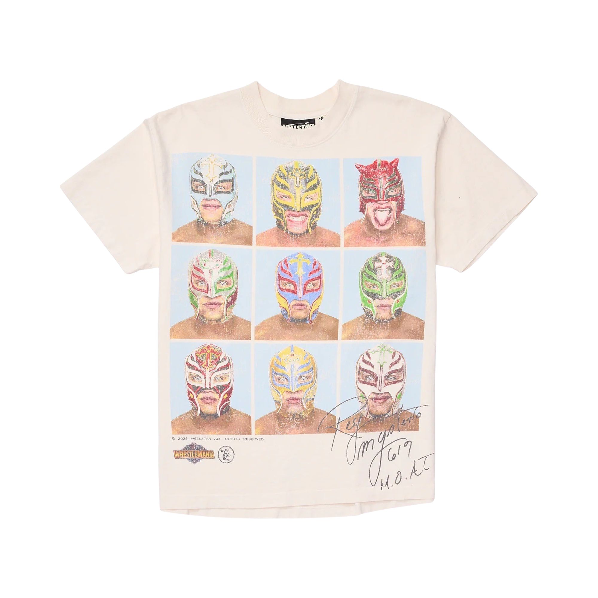 Pre-owned Hellstar X Wwe Rey Mysterio T-shirt 'white' | Men's Size L