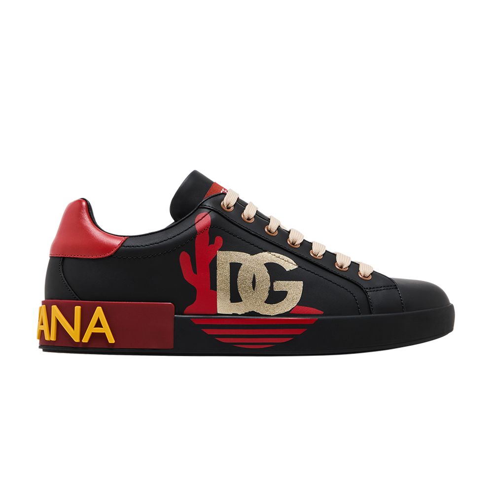Pre-owned Dolce & Gabbana Portofino Low 'black Red Cactus' | Men's Size 10