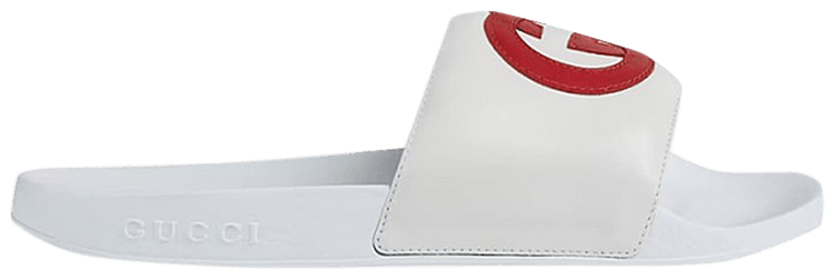Gucci Slide Kids Interlocking G   White Red