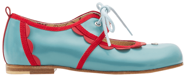 Gucci GG Leather Ballet Kids Light Blue Red