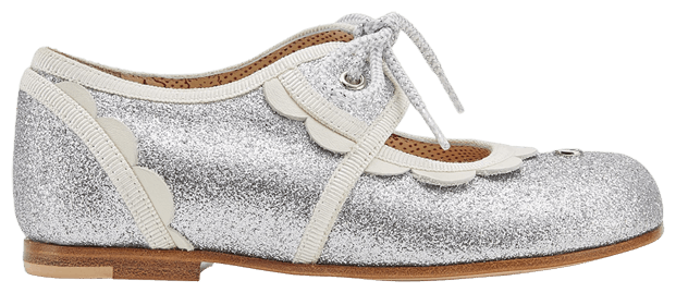 Gucci GG Leather Ballet Toddler Glitter   Silver