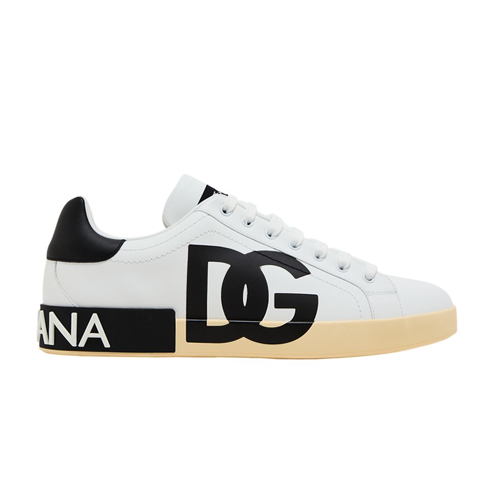 Pre-owned Dolce & Gabbana Portofino Low 'dg Logo Print - White Black' | Men's Size 44