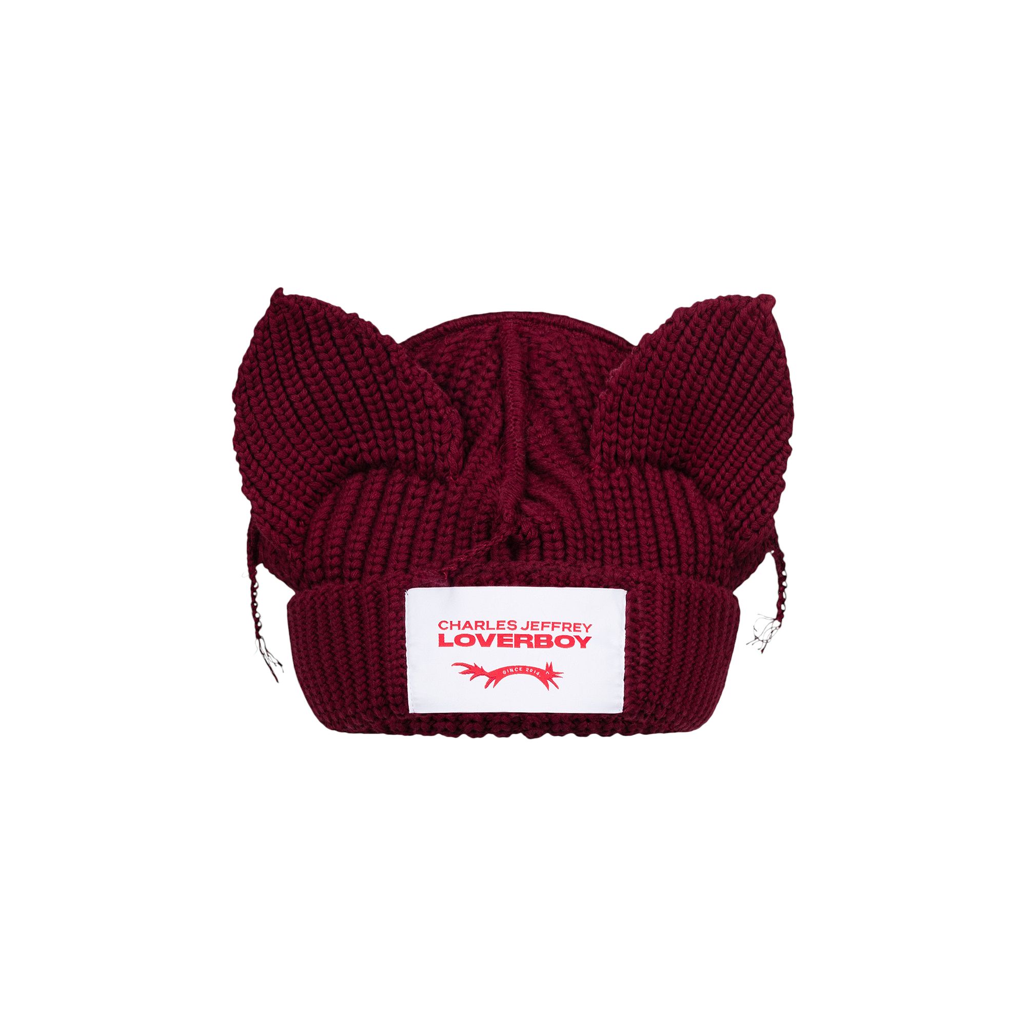 Pre-owned Charles Jeffrey Loverboy Chunky Ears Beanie 'red Bordeaux' | Men's Size Onesize