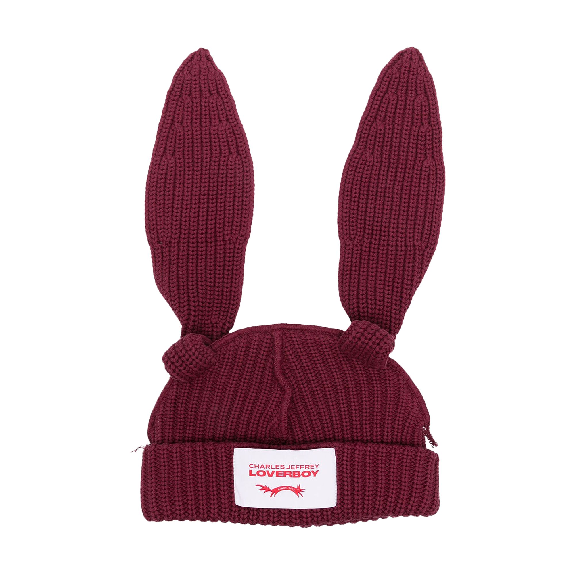 Pre-owned Charles Jeffrey Loverboy Chunky Rabbit Beanie 'bordeaux Red' | Men's Size Onesize