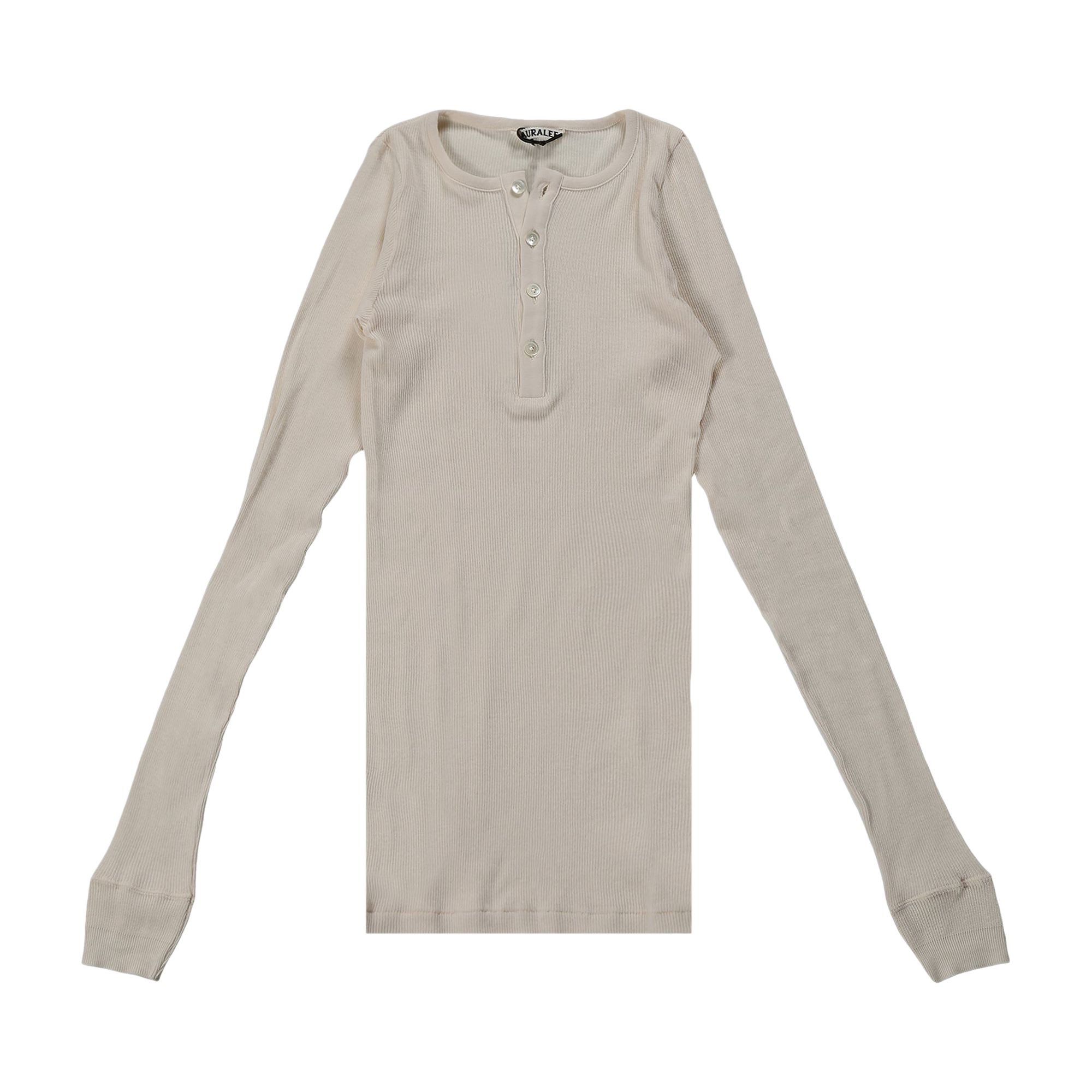 Pre-owned Auralee Organic Soft Rib Henly Neck Pullover T-shirt 'ivory' | White | Women's Size 2