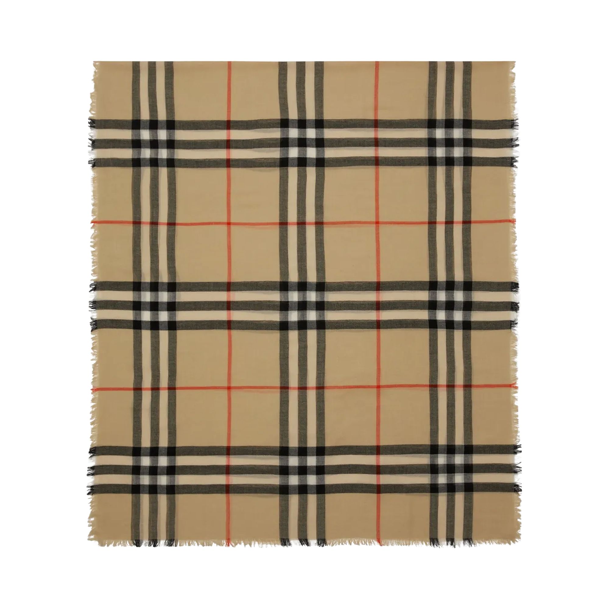 Pre-owned Burberry Check Wool Scarf 'sand' | Tan | Women's Size Onesize