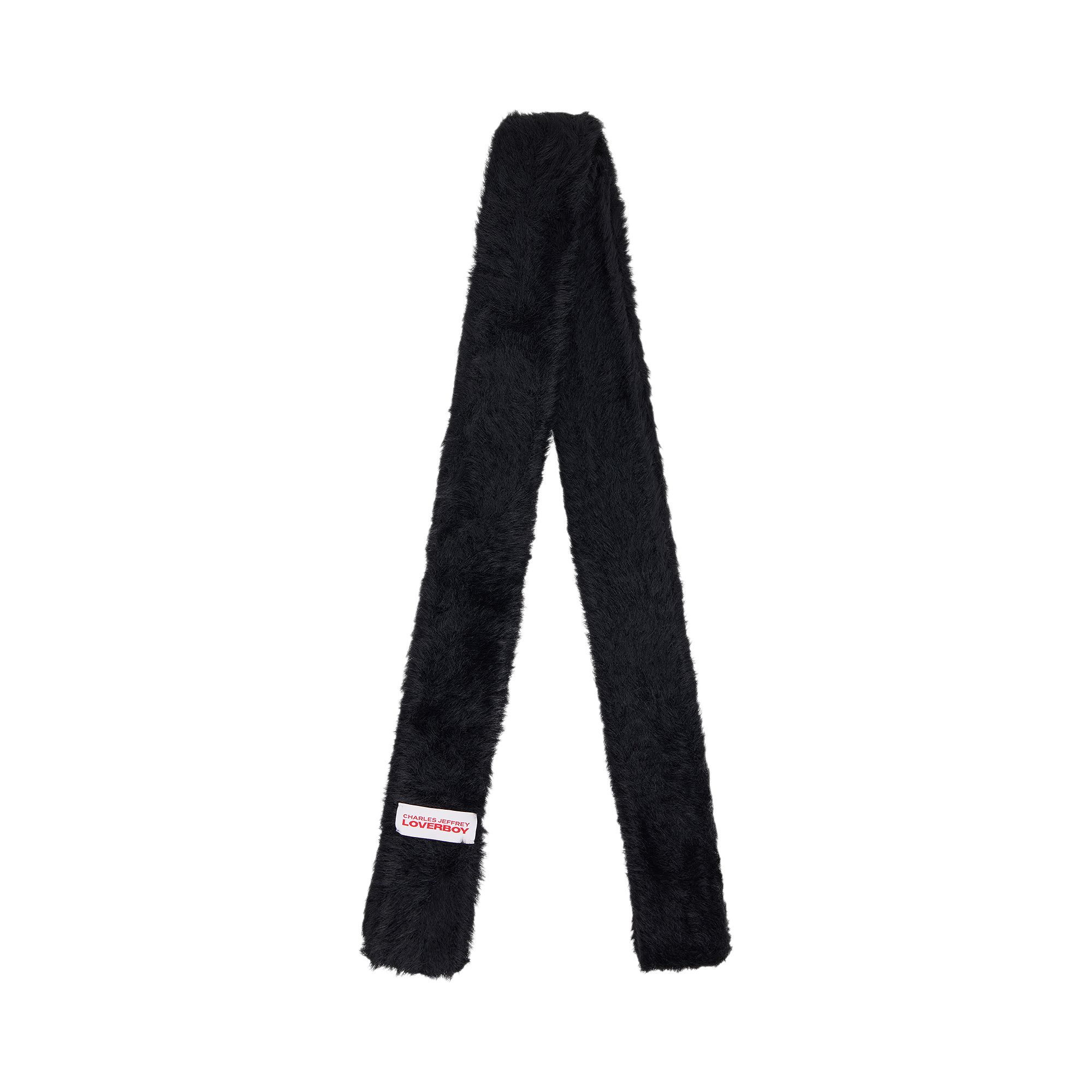Pre-owned Charles Jeffrey Loverboy Fluffy Skinny Scarf 'black' | Men's Size Onesize