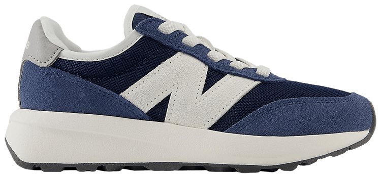 New Balance 370 Bungee Lace Little Kid Wide Navy Sea Salt