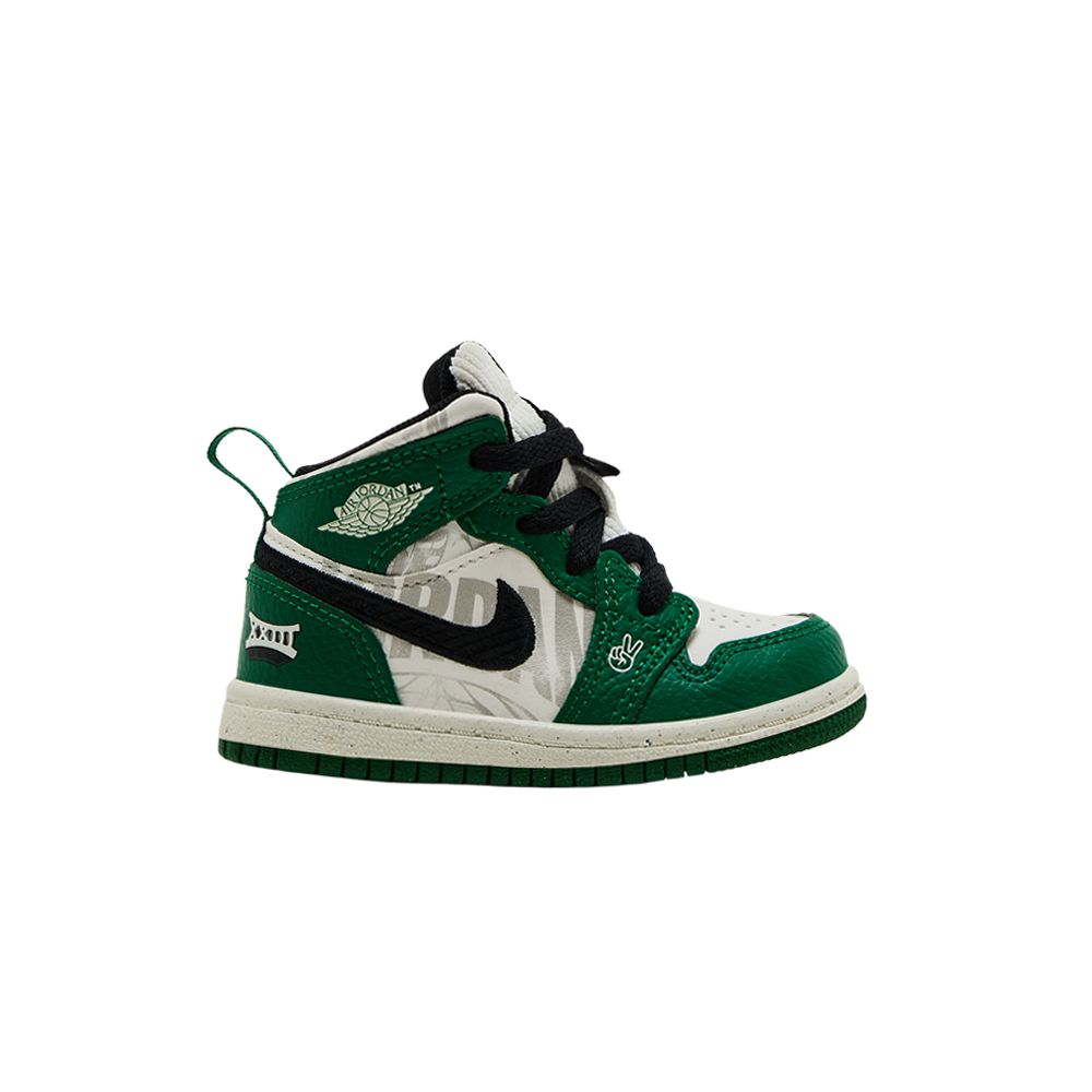 Air Jordan 1 Mid SE TD 'Overbranded' | Green | Infant Size 4 - HF3201-300