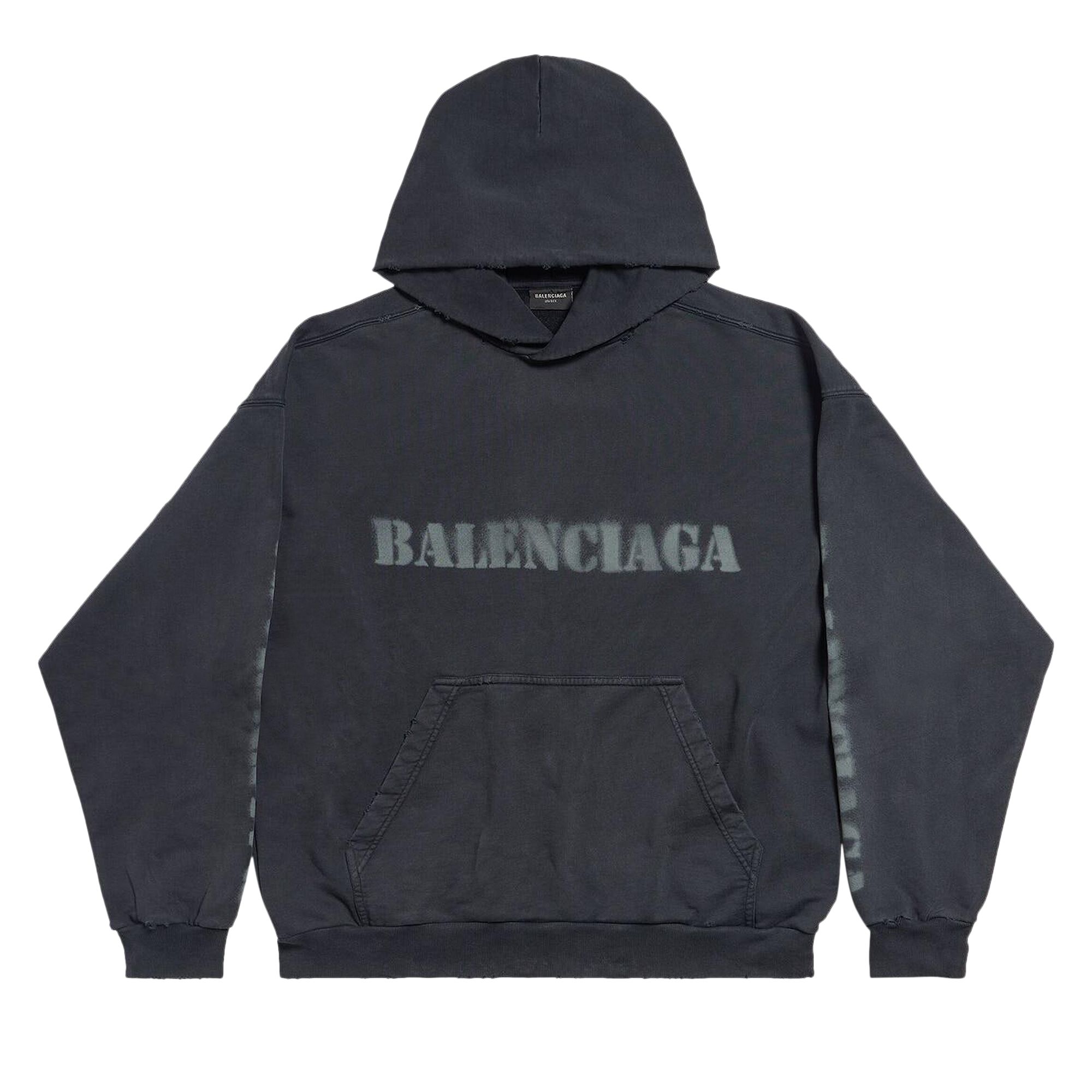 Pre-owned Balenciaga Stencil Molleton Archetype Faded Hoodie 'black' | Men's Size M