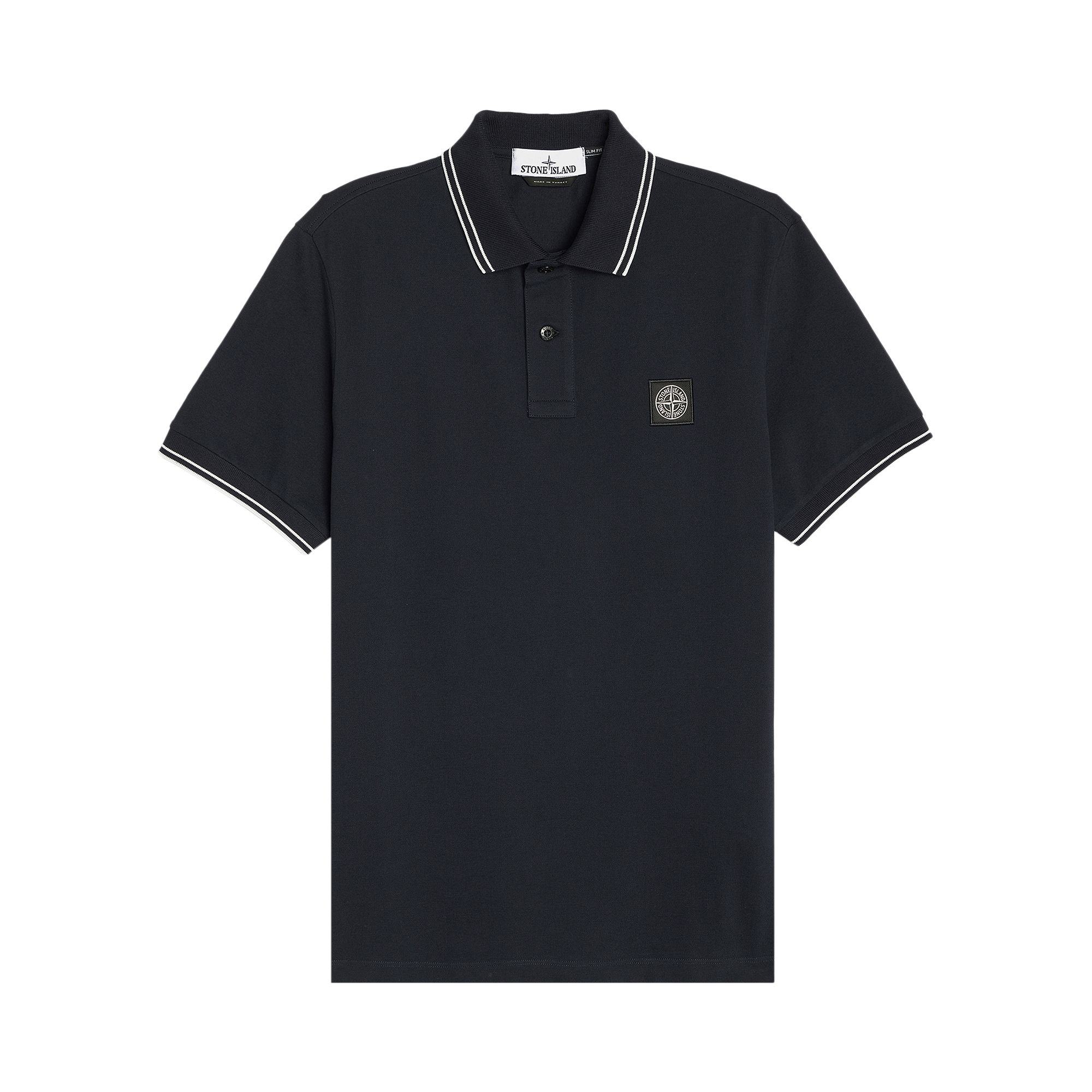 Pre-owned Stone Island Compass Patch Logo Contrast Stripe Polo 'navy Blue' | Men's Size Xl