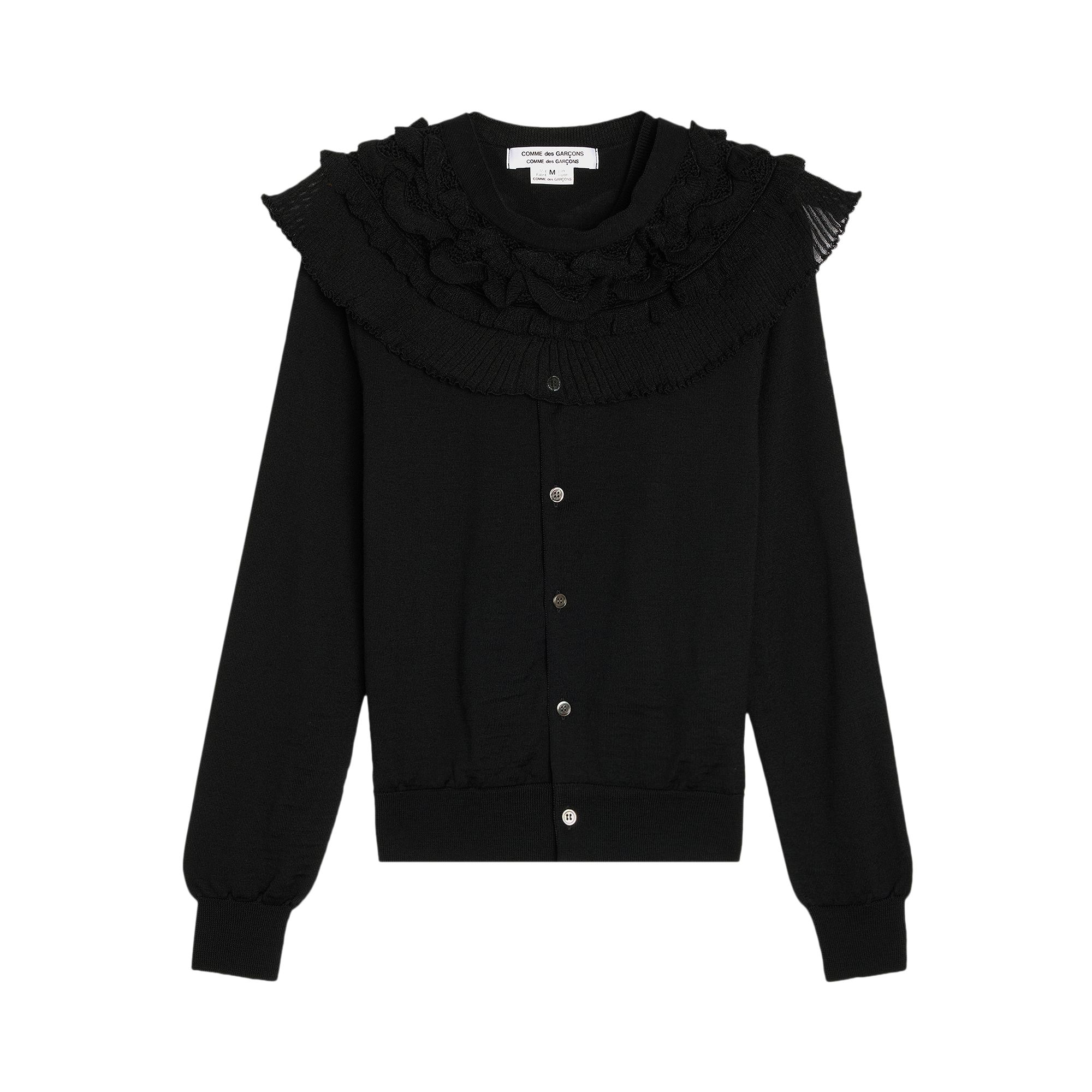 Pre-owned Comme Des Garçons Wool Jersey Detachable Collar Cardigan 'black' | Women's Size Xs