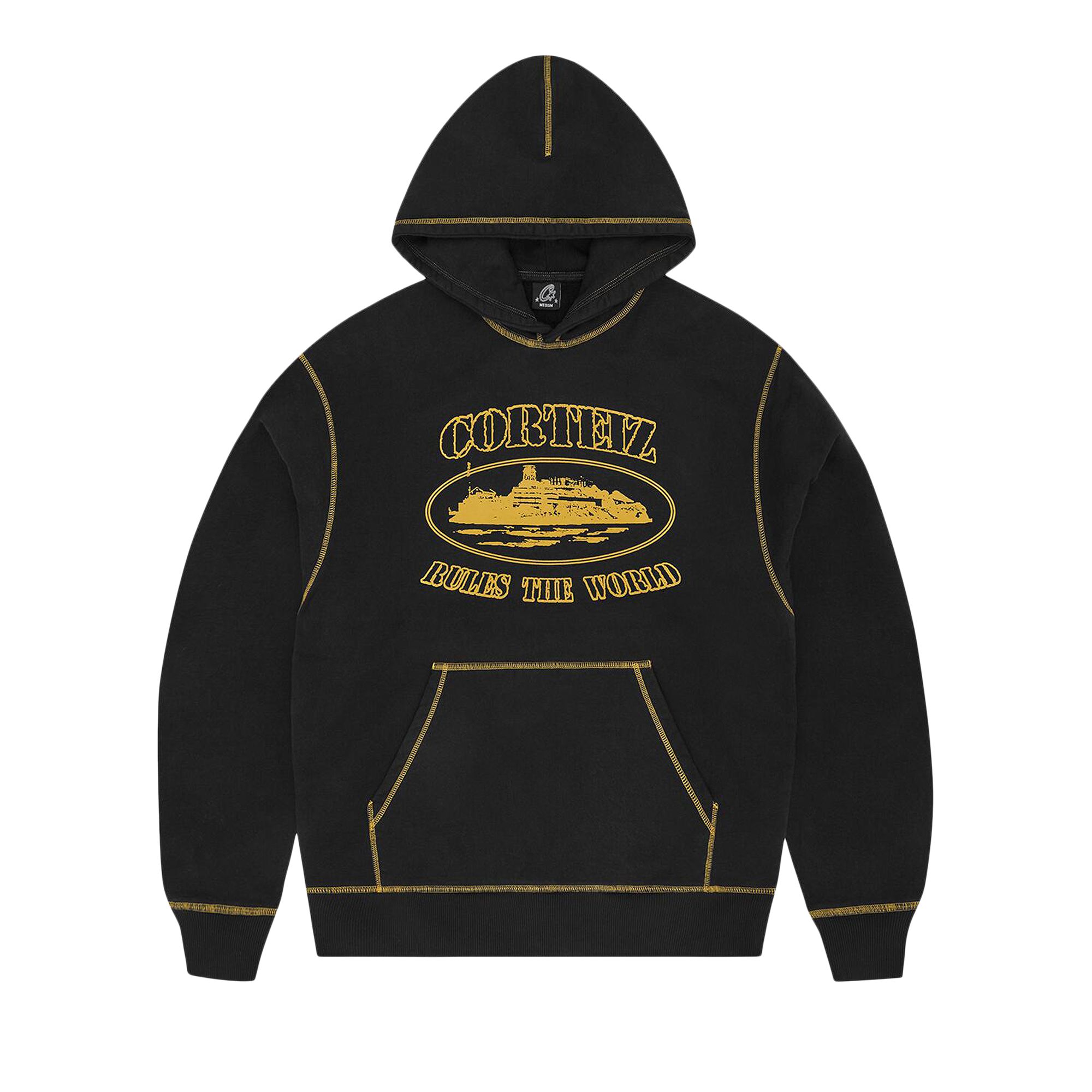 Pre-owned Corteiz Alcatraz Contrast Hoodie 'black/yellow' | Men's Size M