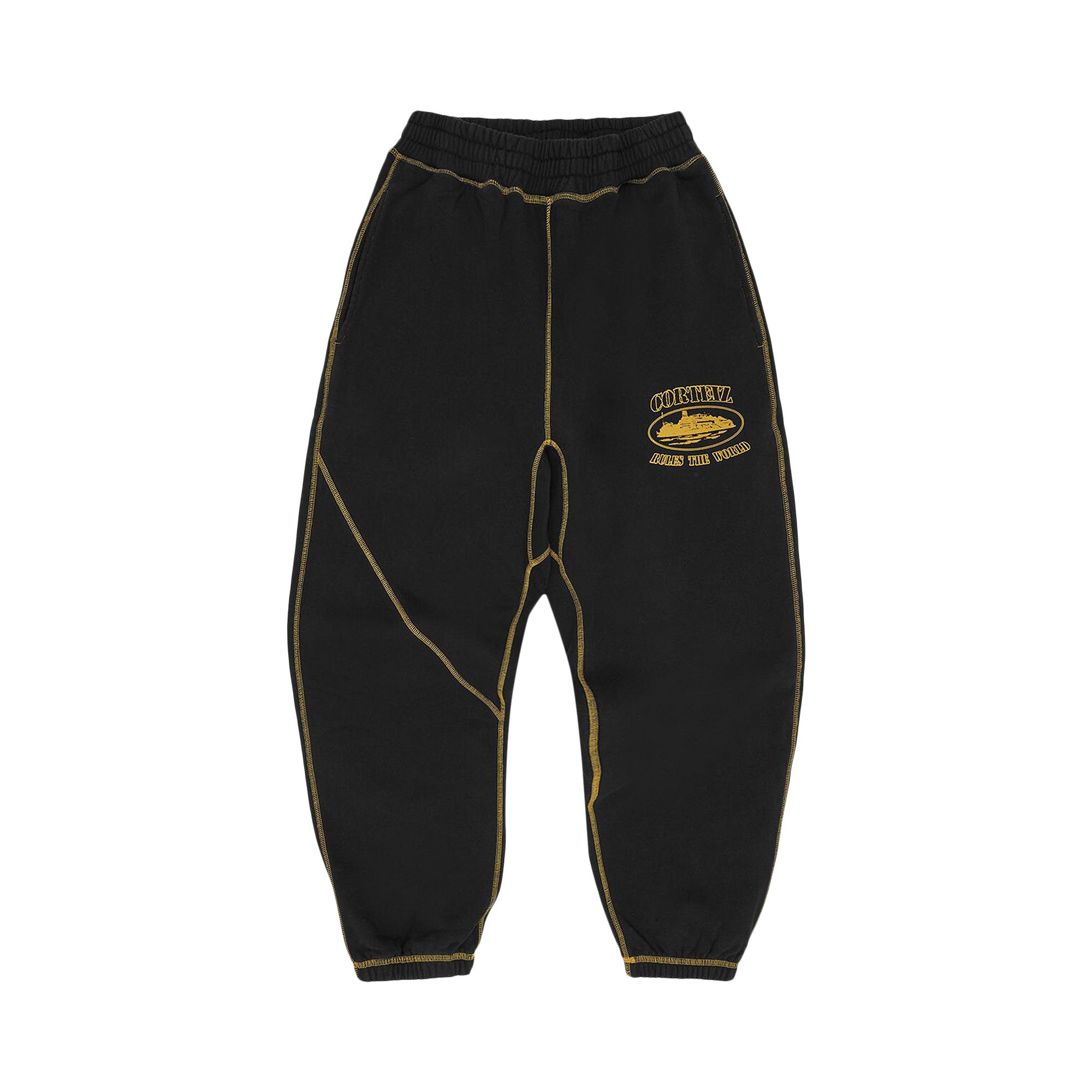 Pre-owned Corteiz Alcatraz Contrast Sweatpant 'black/yellow' | Men's Size M