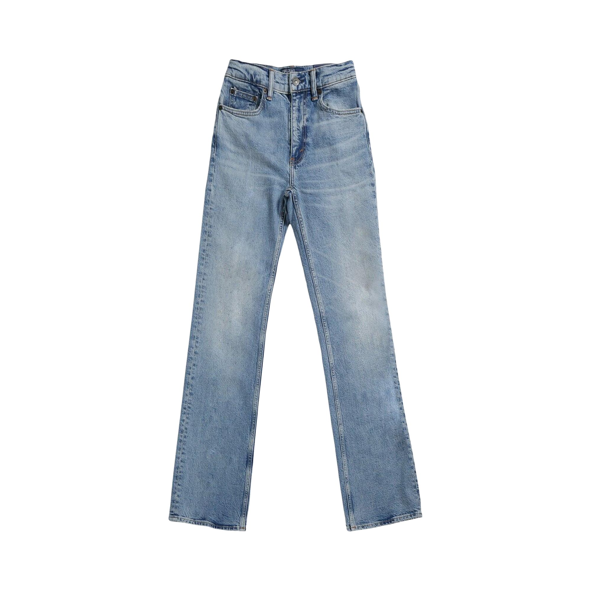 Pre-owned Polo Ralph Lauren Standard Full Length Flare Jeans 'bruini Wash' | Blue | Women's Size 30