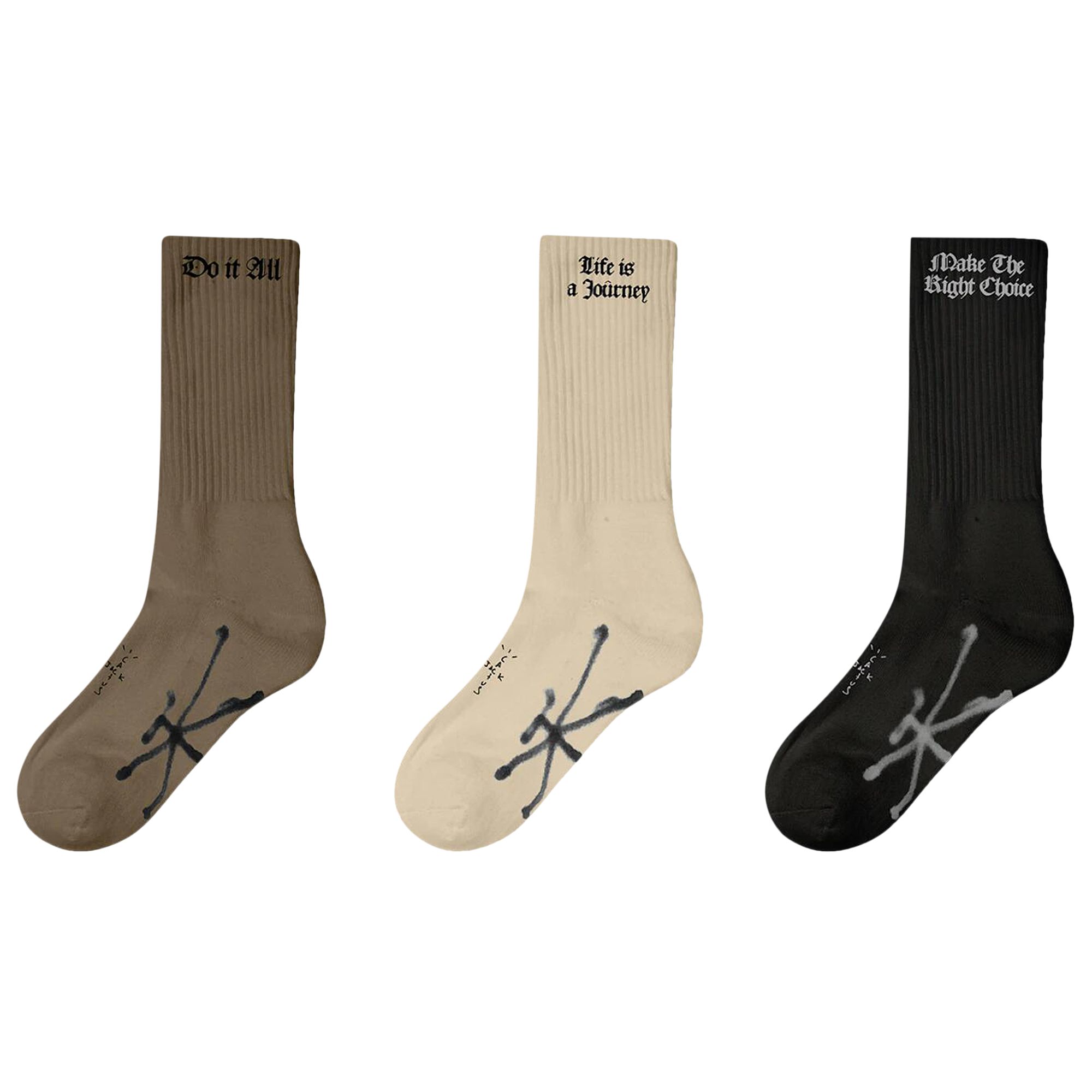 Pre-owned Cactus Jack By Travis Scott T-rexx Sock (3 Pack) 'multicolor' | Multi-color | Men's Size L