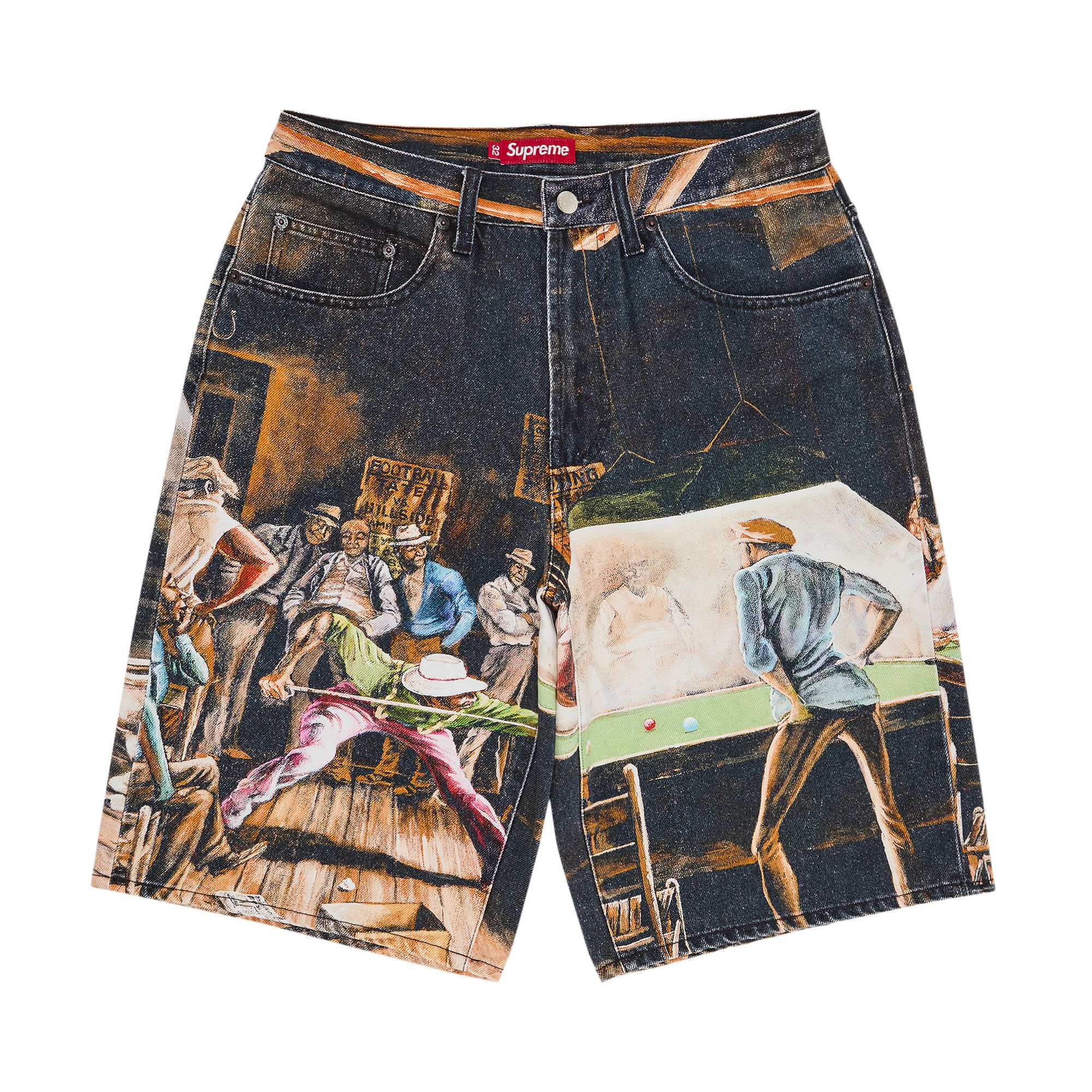 Pre-owned Supreme X Ernie Barnes Baggy Denim Short 'pool Hall' | Multi-color | Men's Size 32