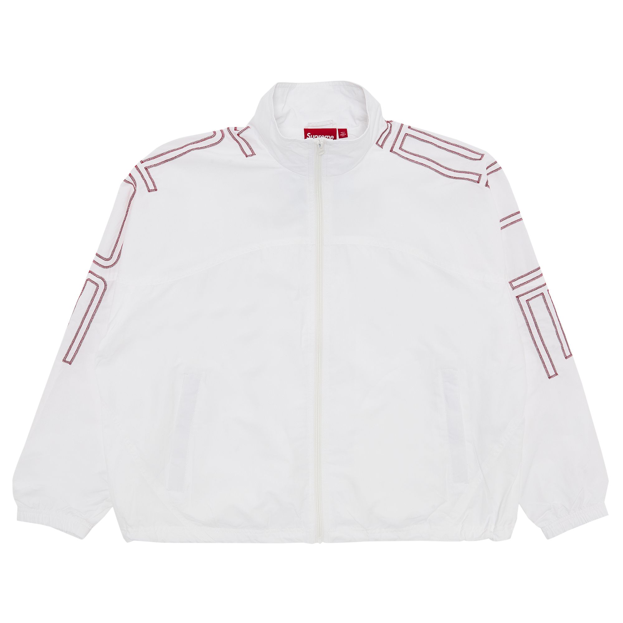 Pre-owned Supreme Spellout Embroidered Track Jacket 'white' | Men's Size L