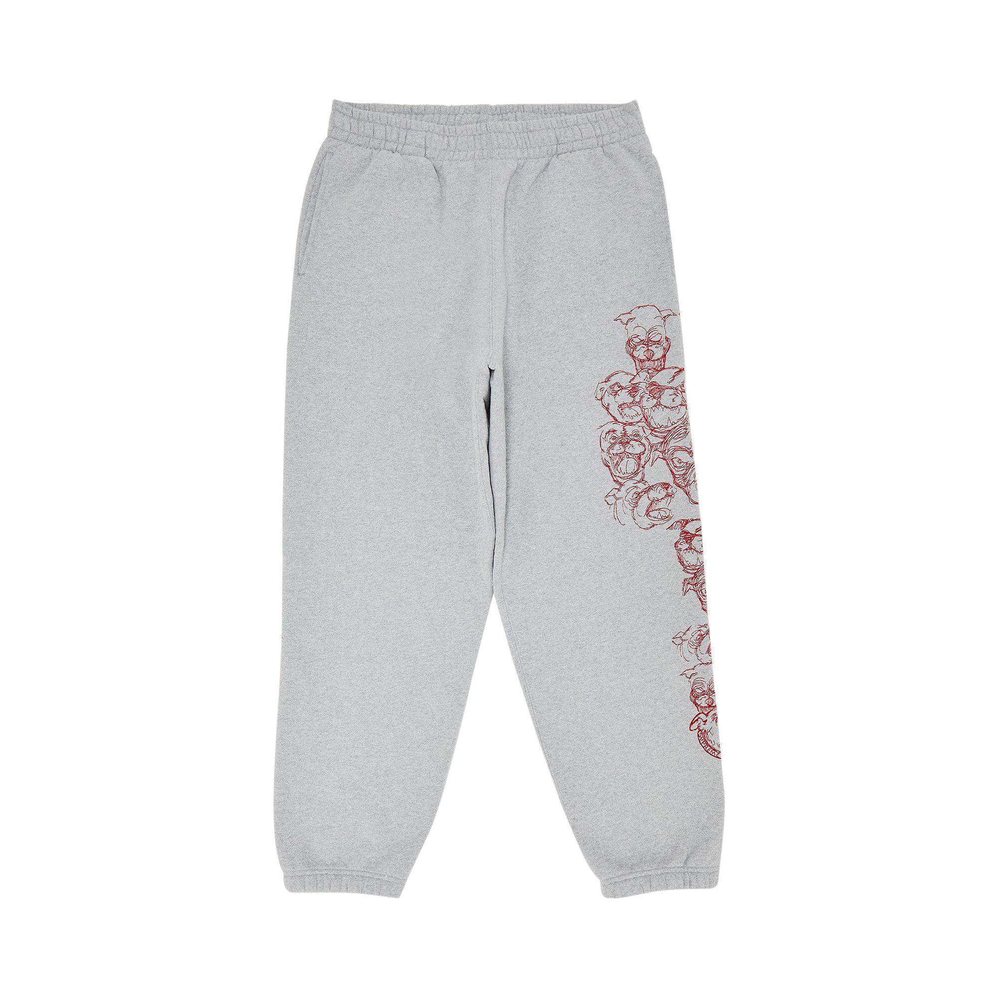 Pre-owned Supreme Pitbulls Embroidered Sweatpant 'heather Grey' | Men's Size M