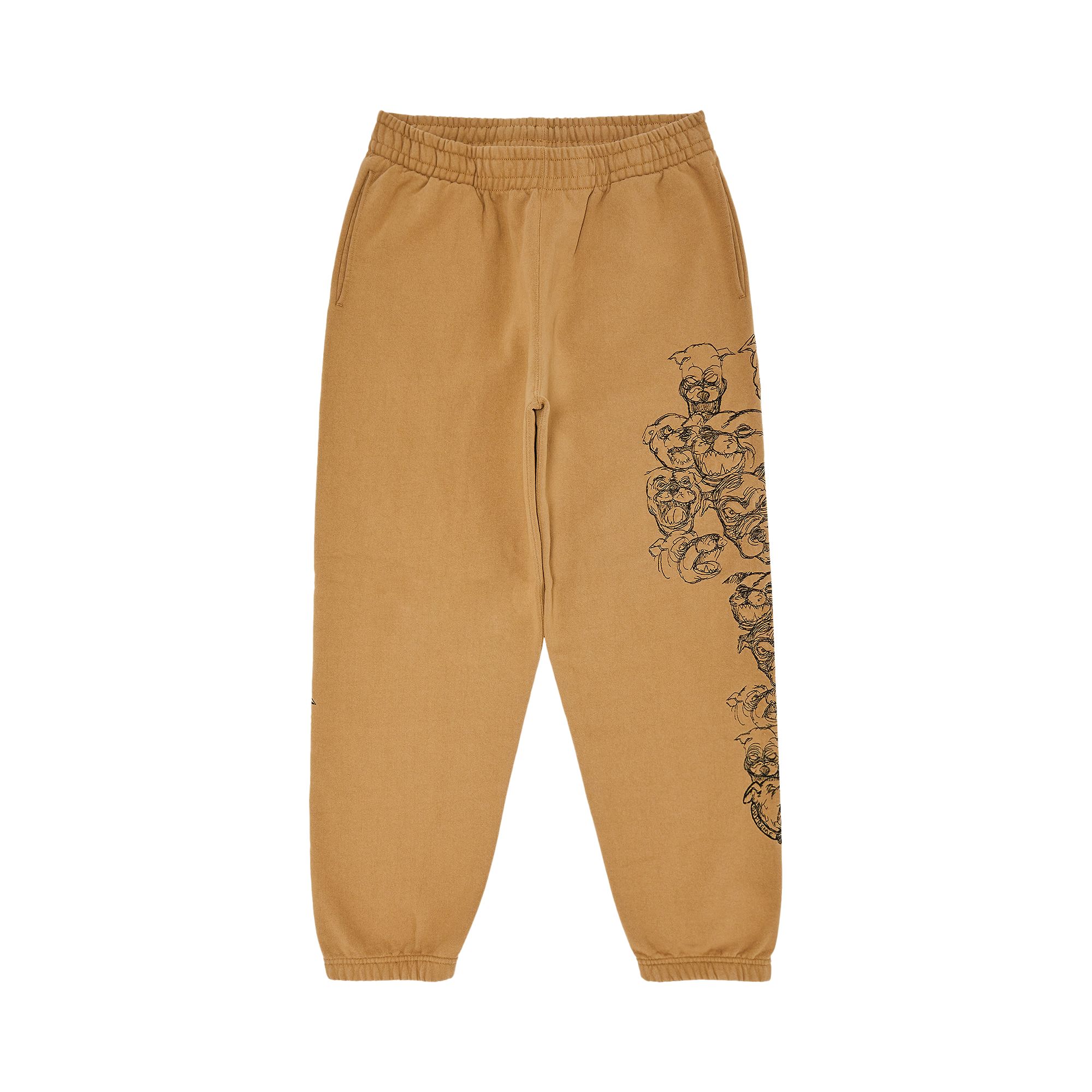 Pre-owned Supreme Pitbulls Embroidered Sweatpant 'light Tan' | Men's Size M In Brown