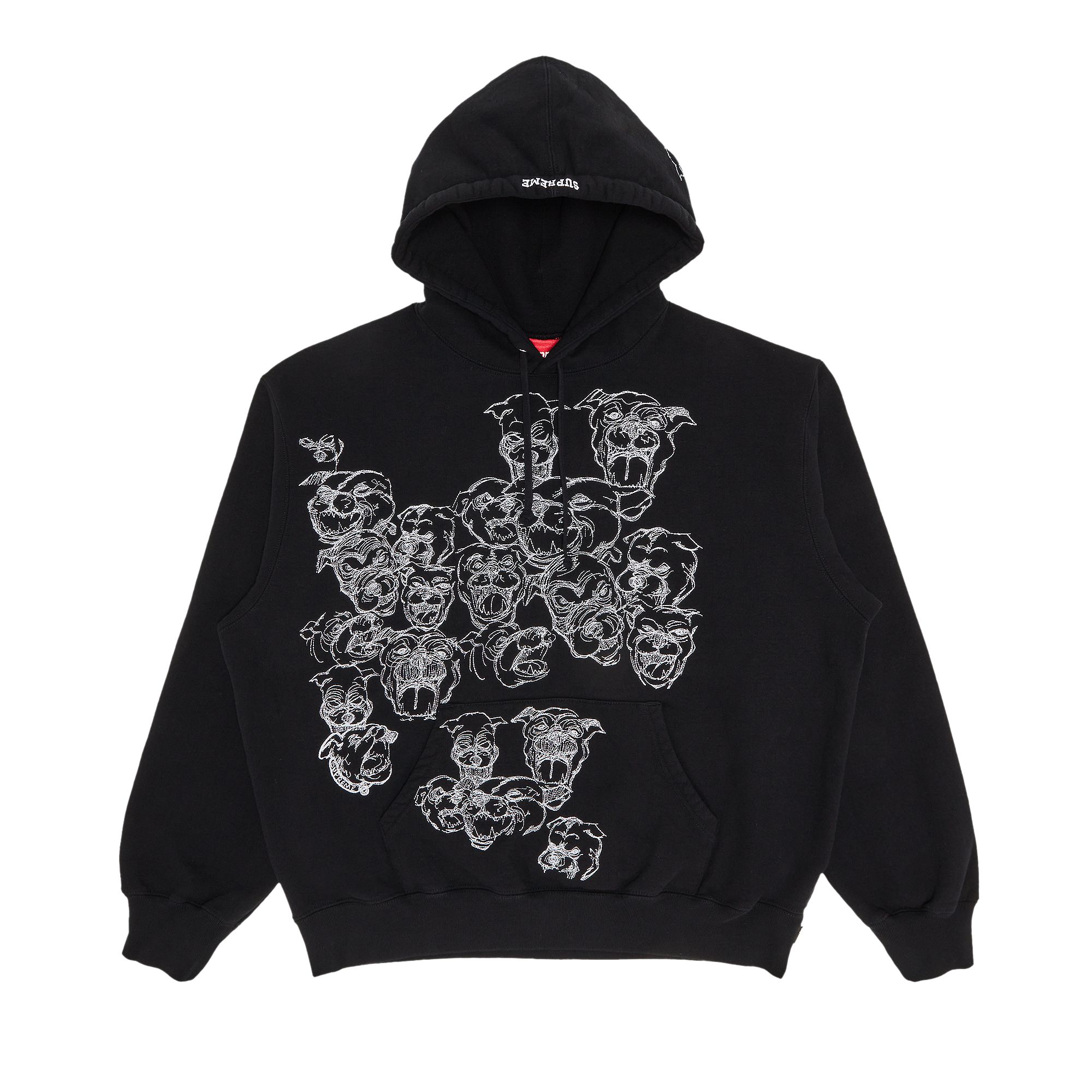Pre-owned Supreme Pitbulls Embroidered Hooded Sweatshirt 'black' | Men's Size S