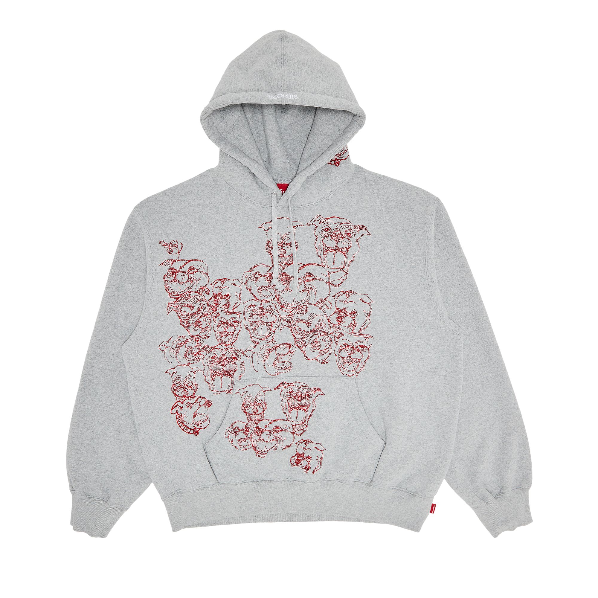 Pre-owned Supreme Pitbulls Embroidered Hooded Sweatshirt 'heather Grey' | Men's Size M