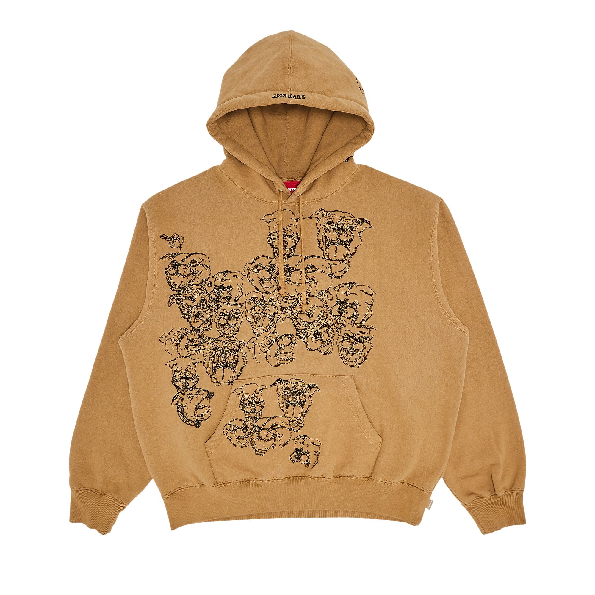 Pre-owned Supreme Pitbulls Embroidered Hooded Sweatshirt 'light Tan' | Men's Size M