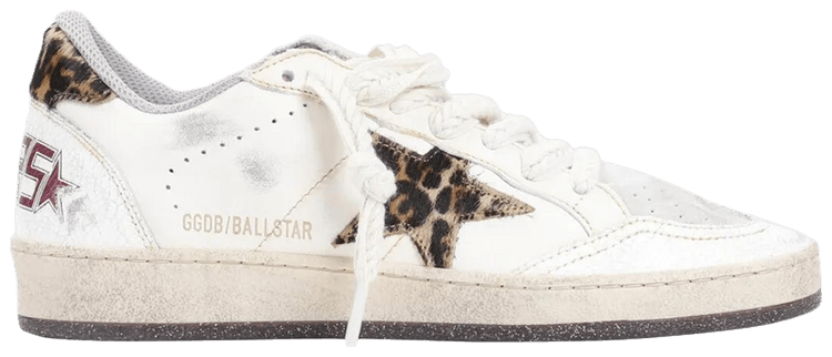 Golden Goose Wmns Ball Star White Beige Leopard