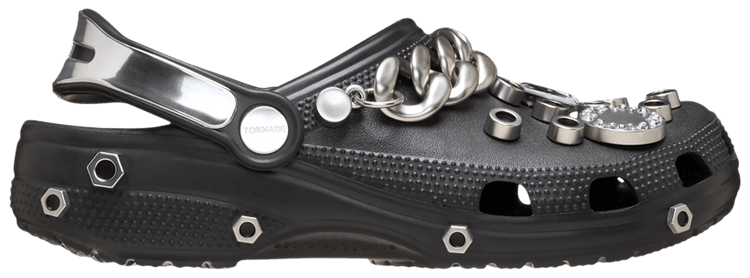 Crocs Louane x Classic Clog Black Metallic Silver Chain