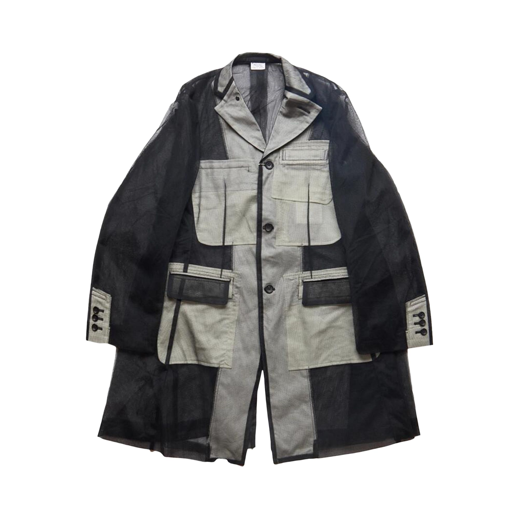 Pre-owned Comme Des Garçons Homme Deux Comme Des Garçons Homme Plus Tulle Coat 'black' | Men's Size M