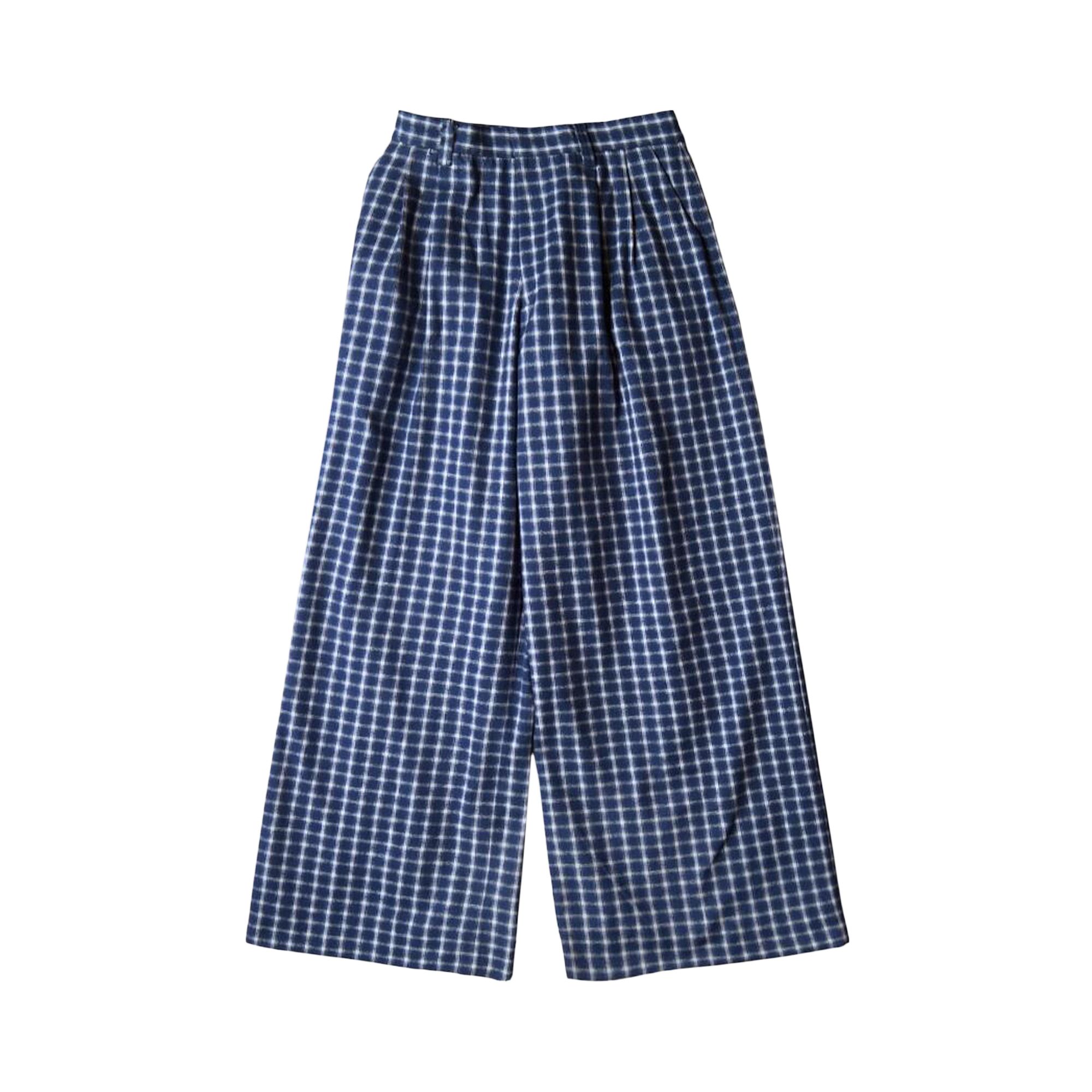 Pre-owned Erl Check Pleated Tailored Pants 'navy' | Blue | Men's Size M
