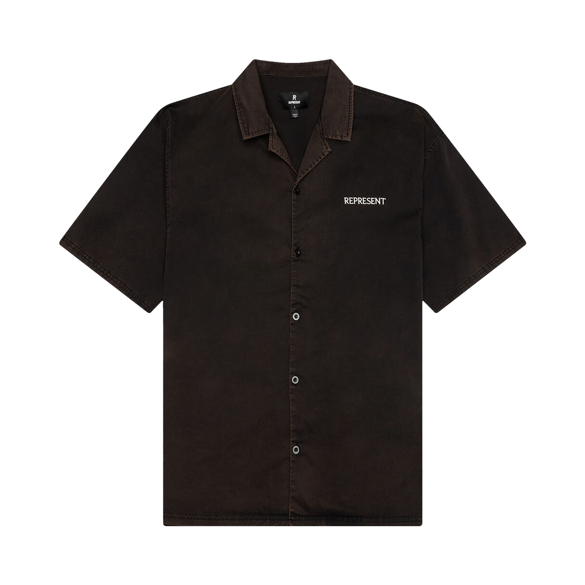 Pre-owned Represent Clo Script Camp Collar Shirt 'jet Black' | Men's Size S